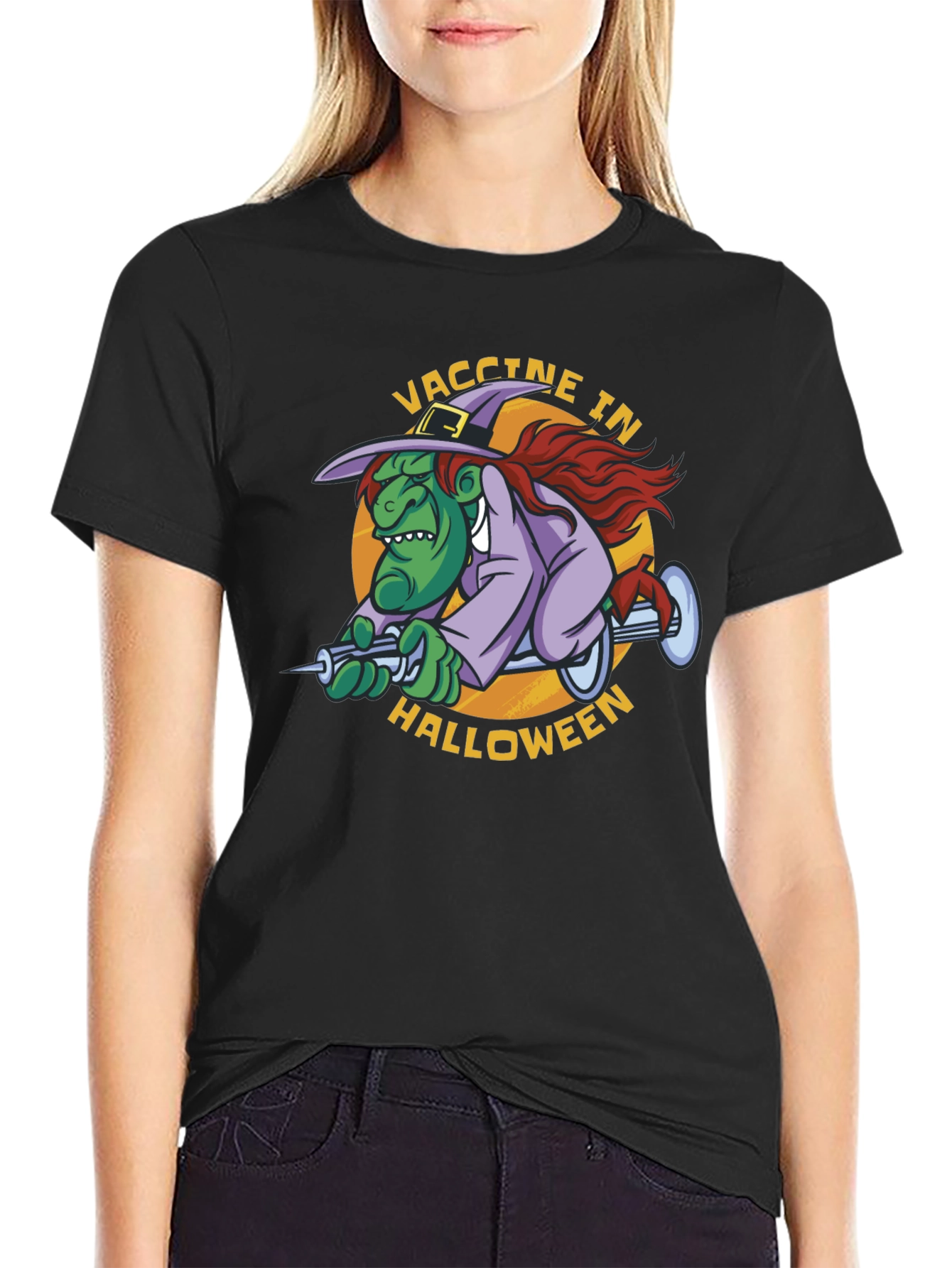 Vaccine in Halloween Witch T-Shirt