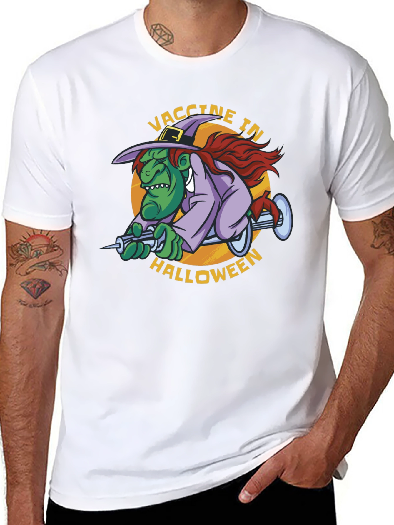 Vaccine in Halloween Witch T-Shirt