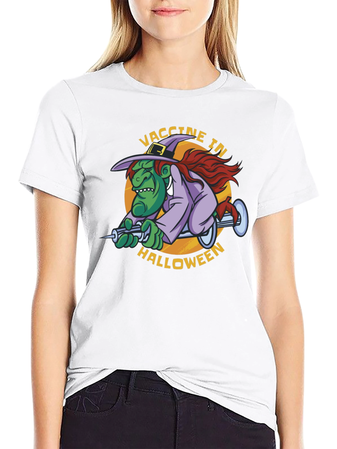 Vaccine in Halloween Witch T-Shirt