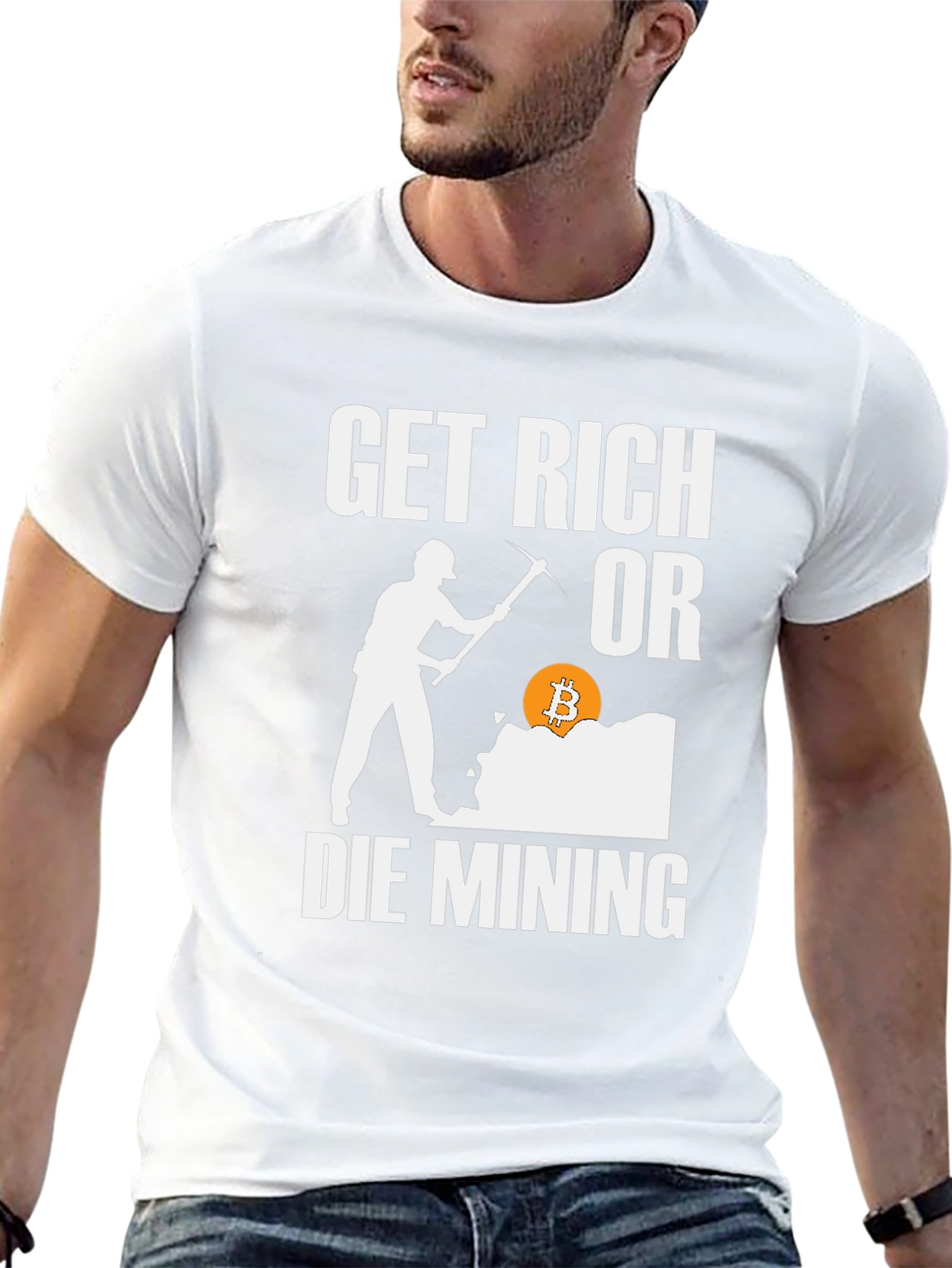 Get Rich Or Die Mining Bitcoin Graphic Tee