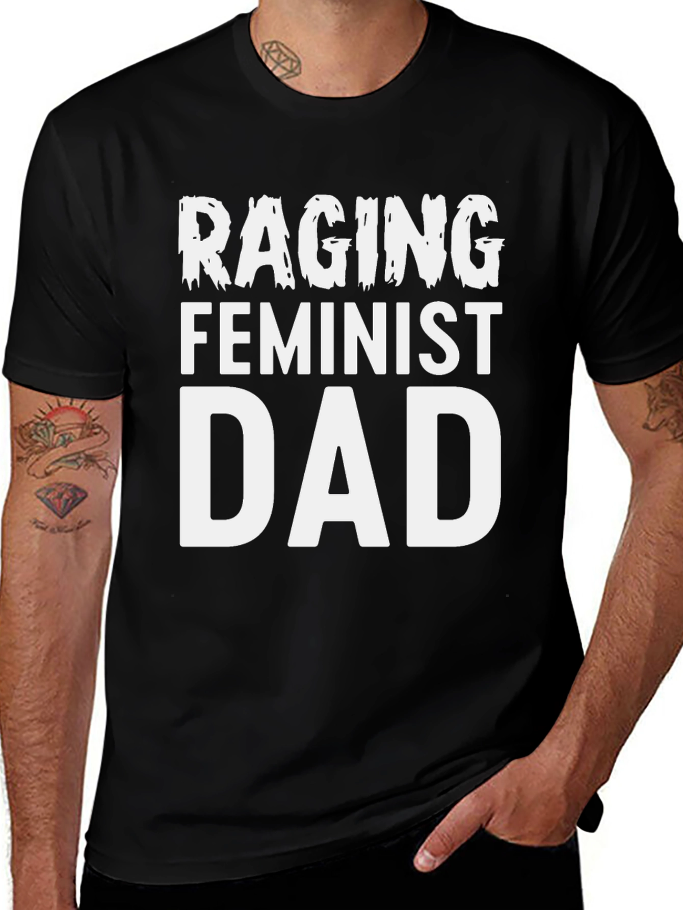 Raging Feminist Dad Graphic Tee - Black Cotton T-Shirt