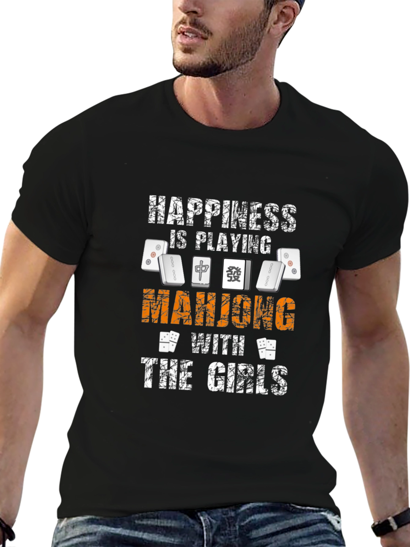 Mahjong Girls Black T-Shirt