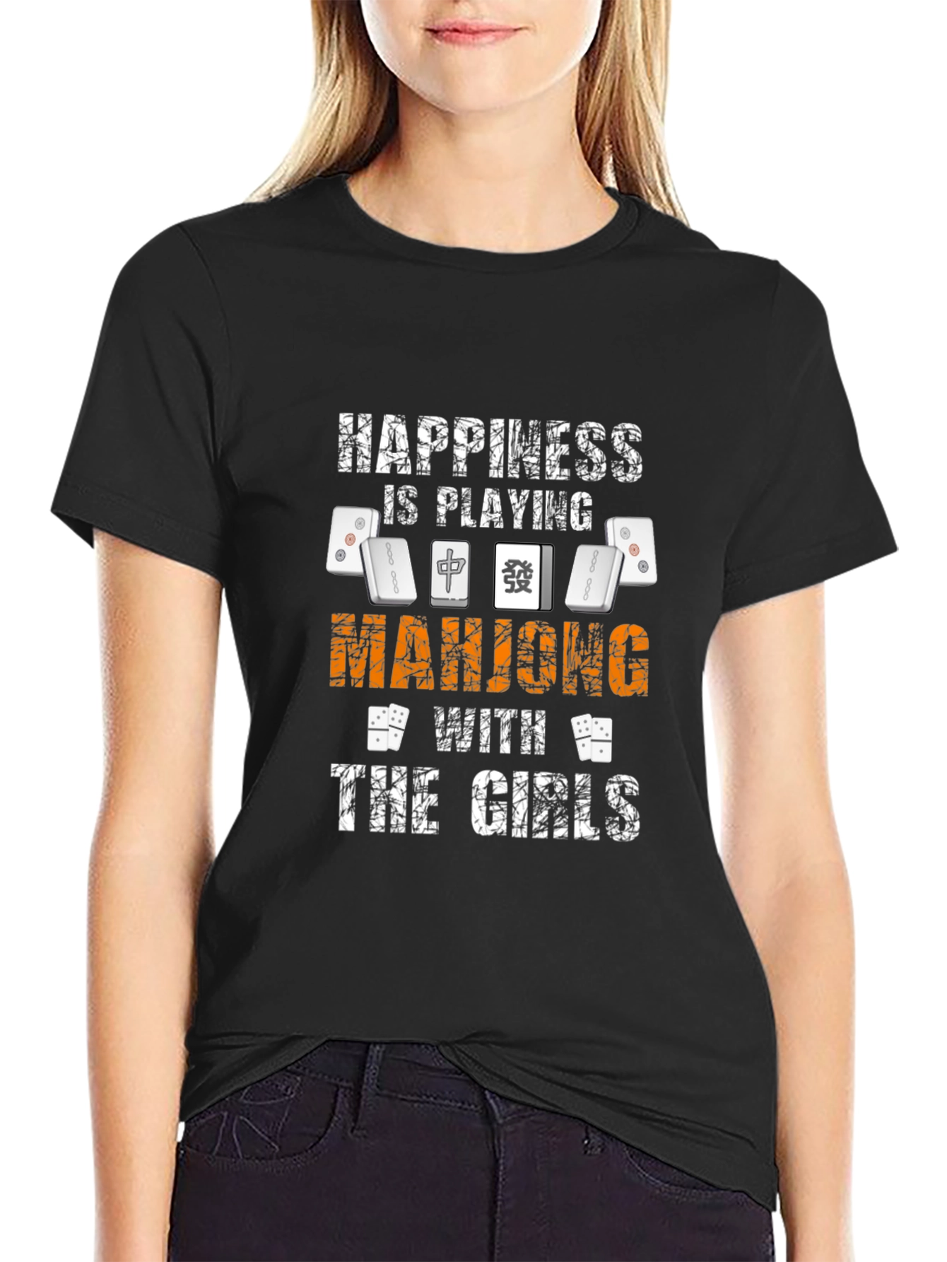 Mahjong Girls Black T-Shirt