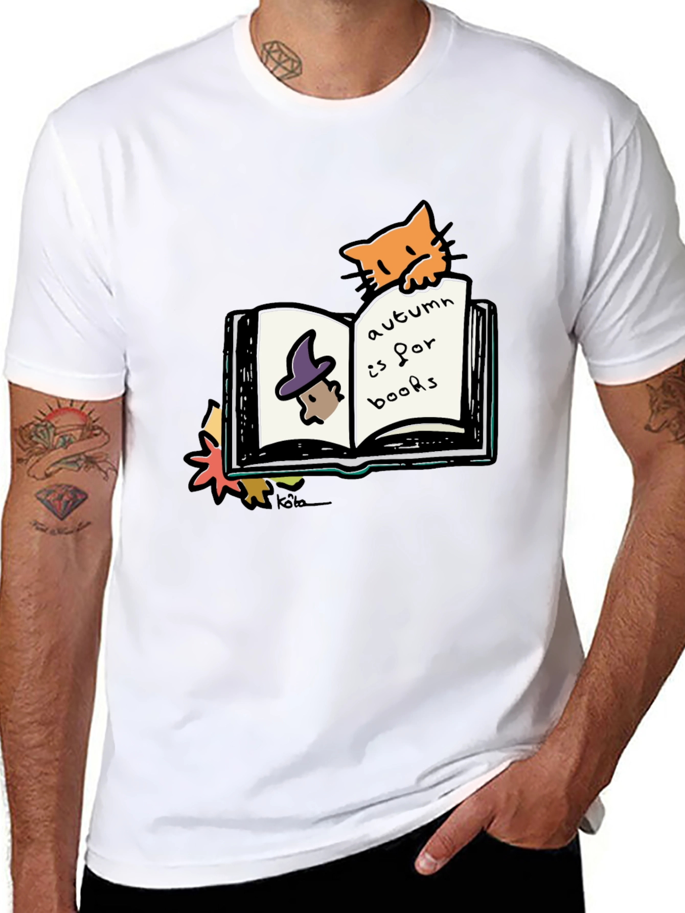 Autumn Books Cat T-Shirt