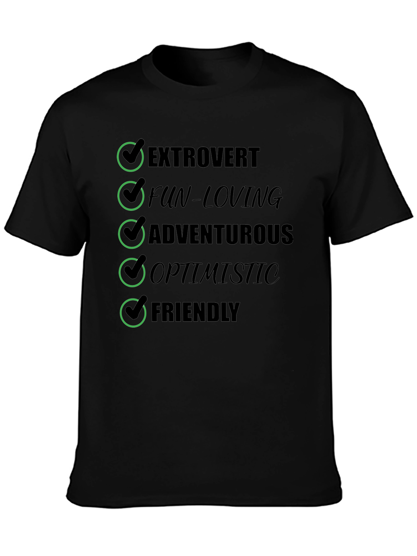 Extrovert Checkbox T-Shirt - Black Cotton Blend