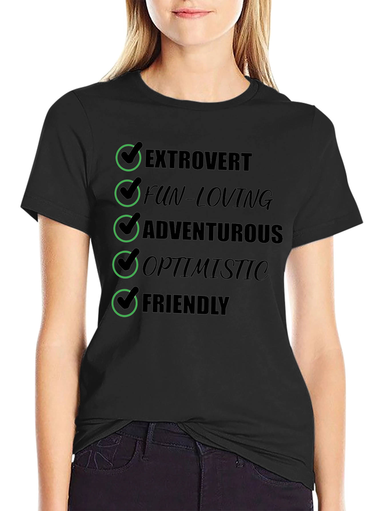 Extrovert Checkbox T-Shirt - Black Cotton Blend