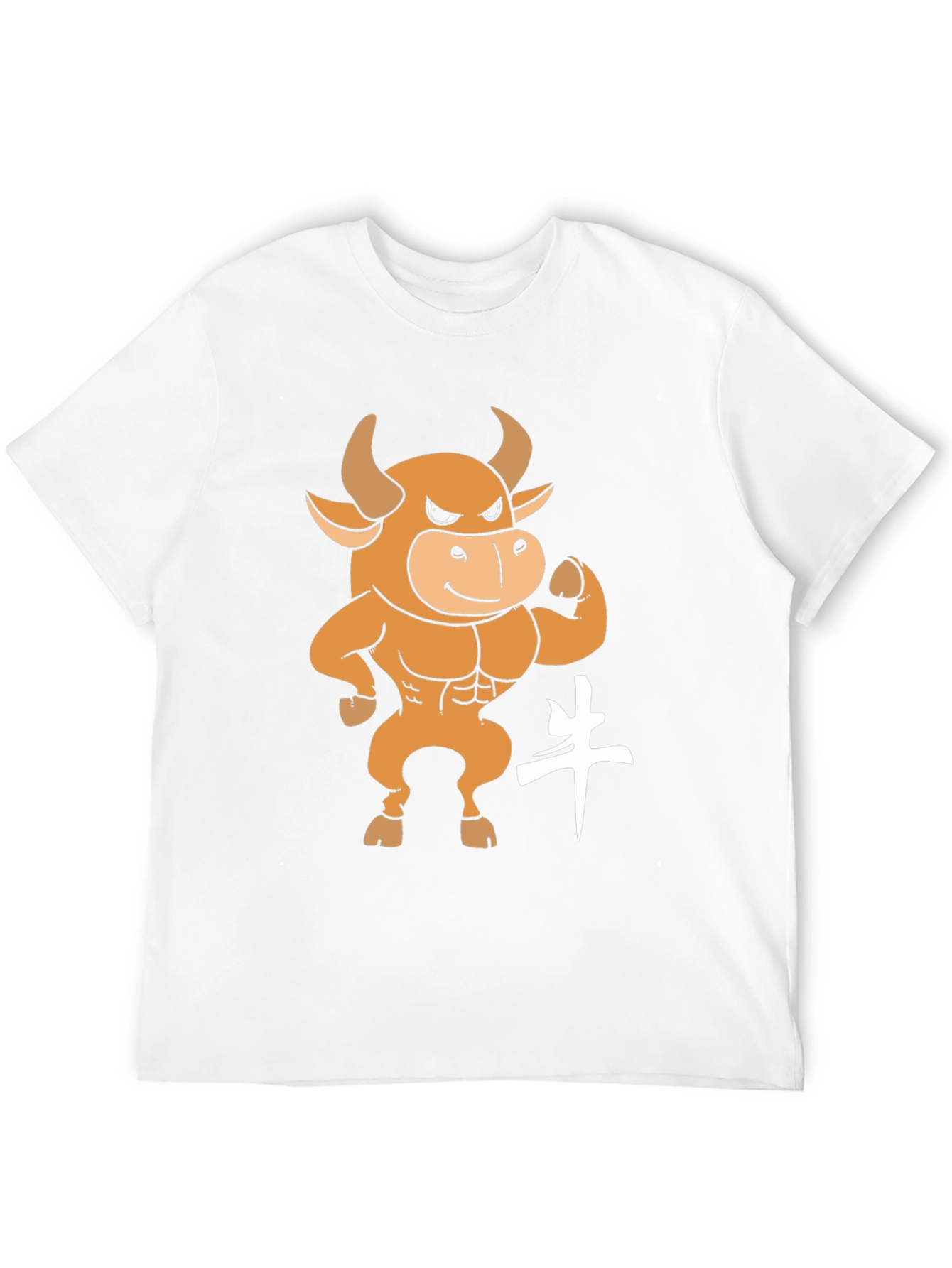 Black T-Shirt with Cartoon Bull Graphic
