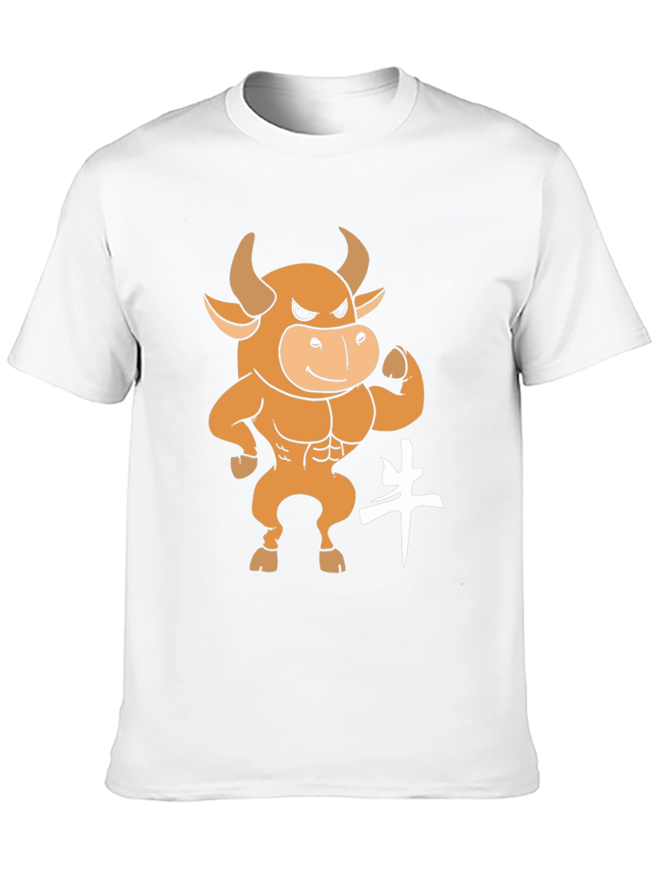 Black T-Shirt with Cartoon Bull Graphic
