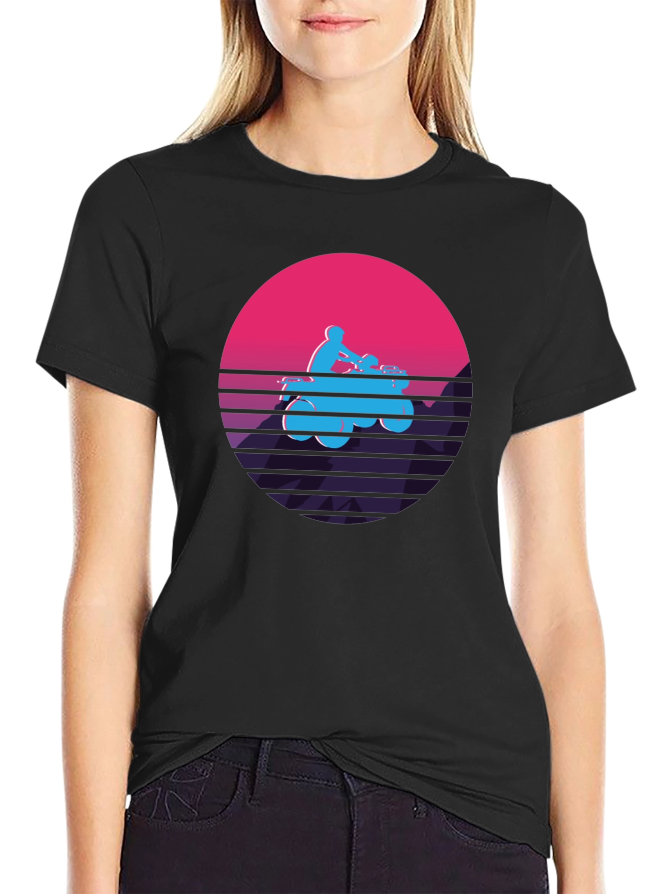 Retro ATV Rider Graphic Tee - Black