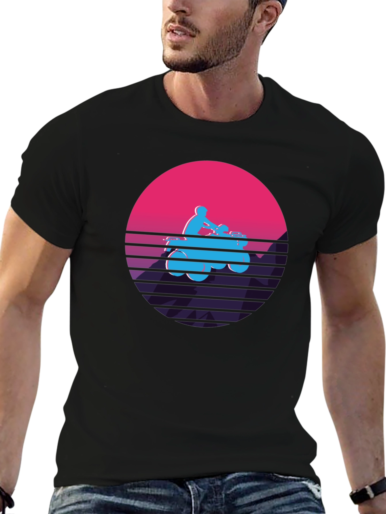 Retro ATV Rider Graphic Tee - Black