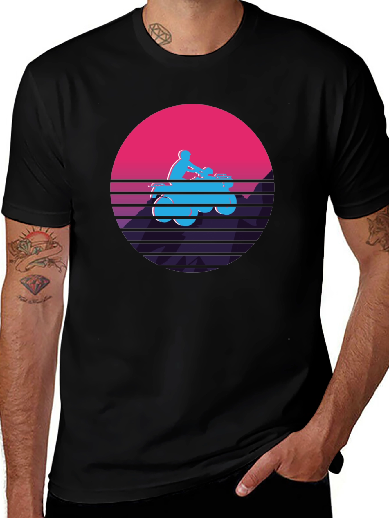 Retro ATV Rider Graphic Tee - Black