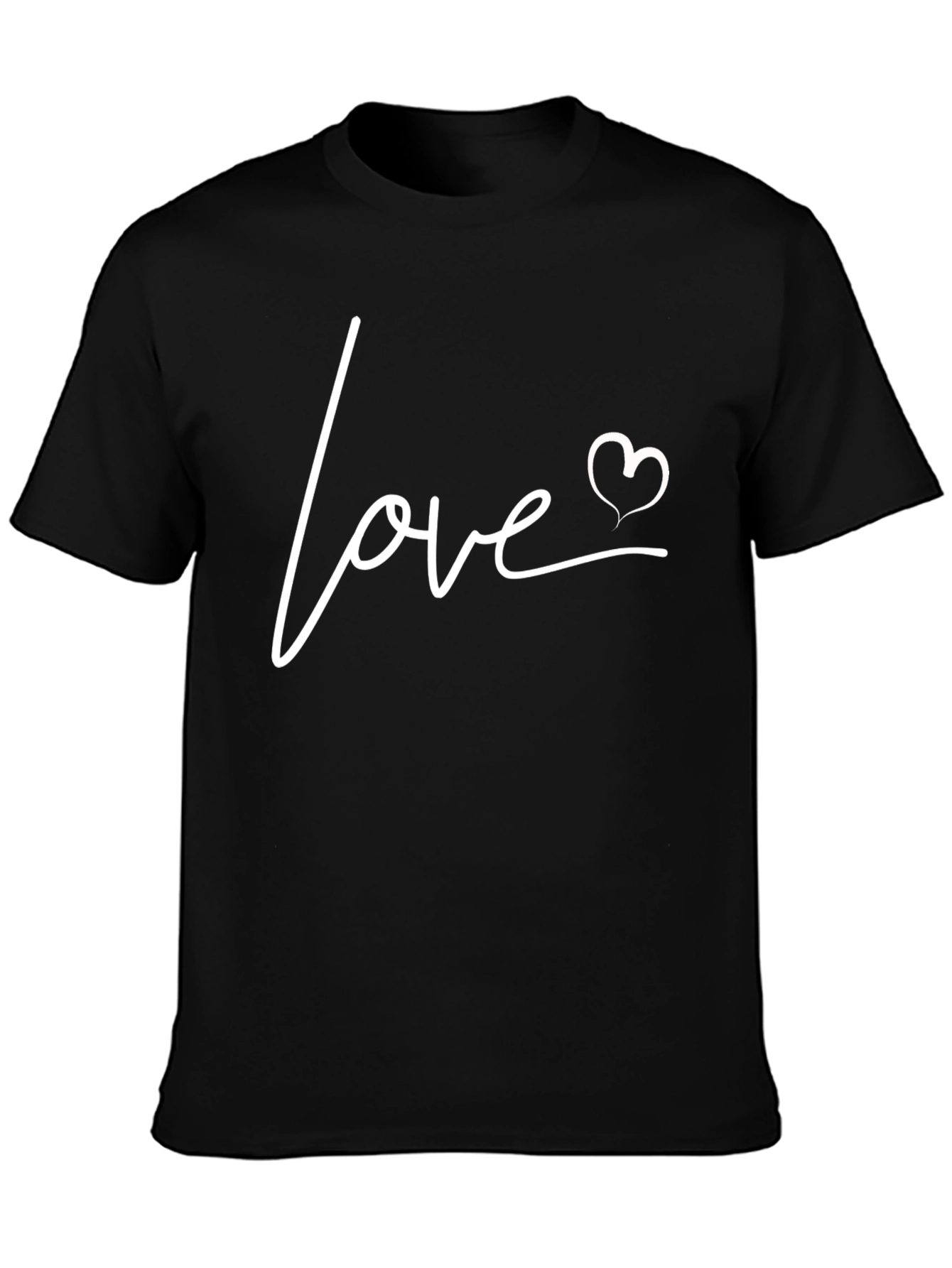 Love Heart Graphic Print Mens Black T-Shirt