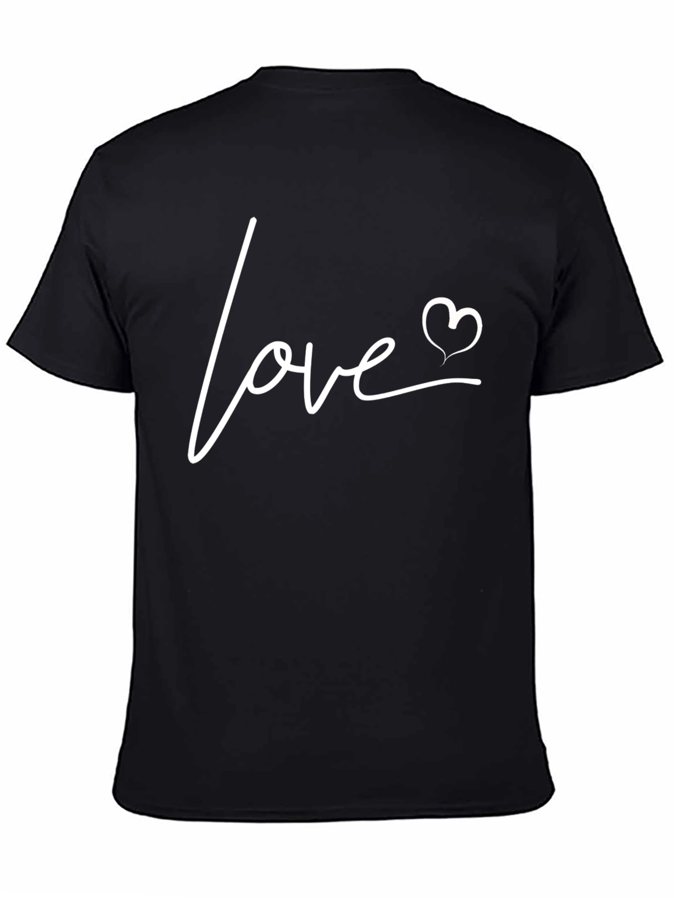 Love Heart Graphic Print Mens Black T-Shirt