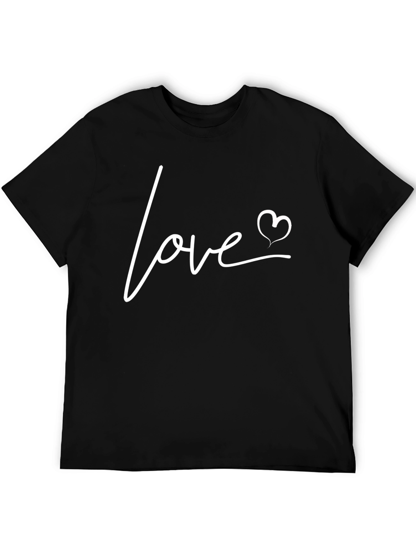 Love Heart Graphic Print Mens Black T-Shirt