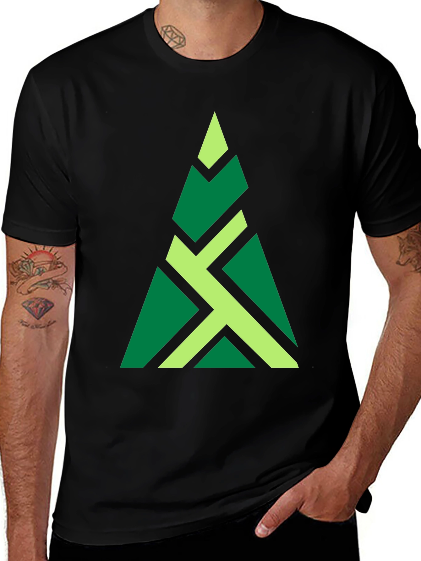 Geometric Tree Graphic Tee - Modern Style