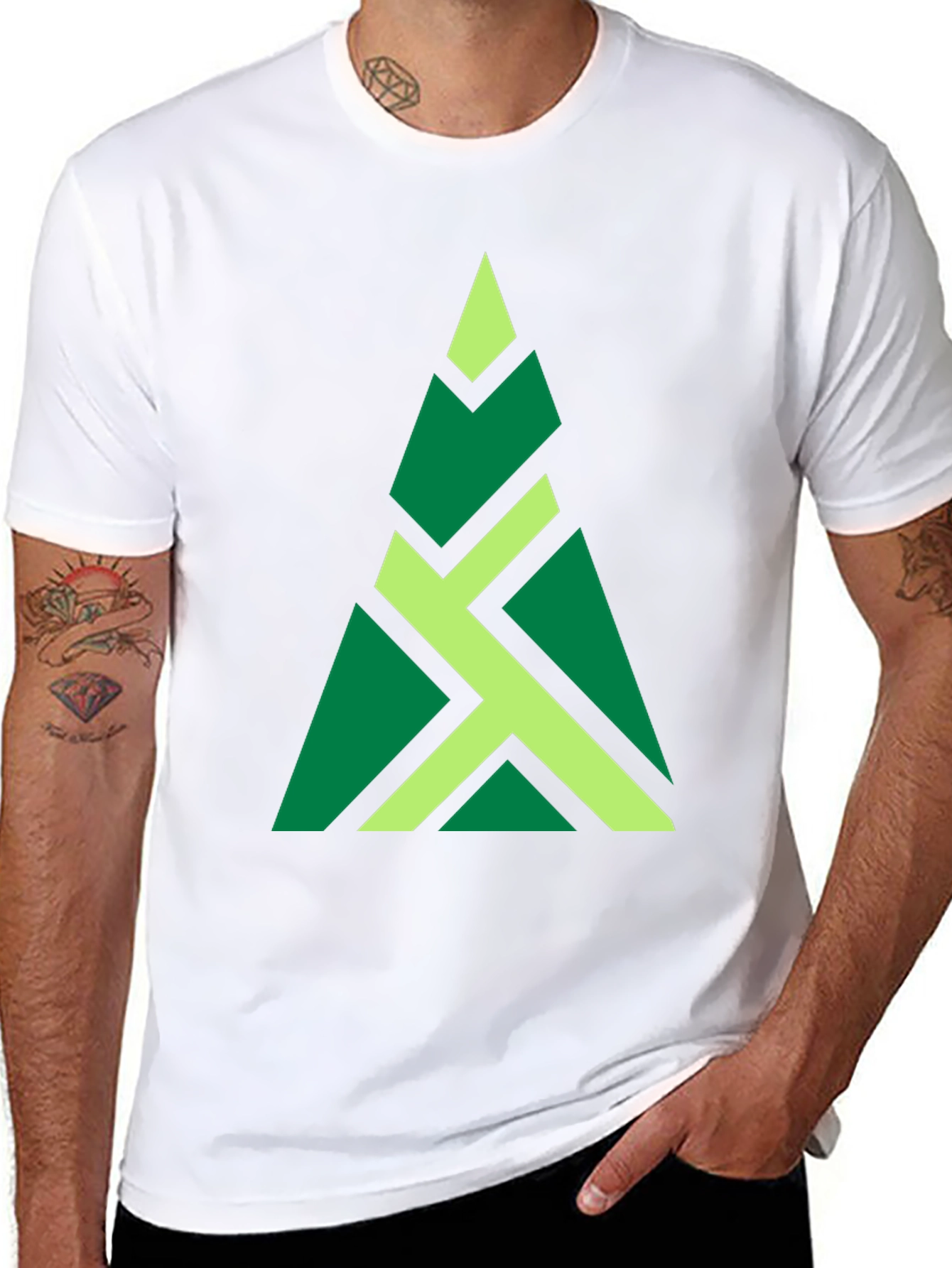 Geometric Tree Graphic Tee - Modern Style