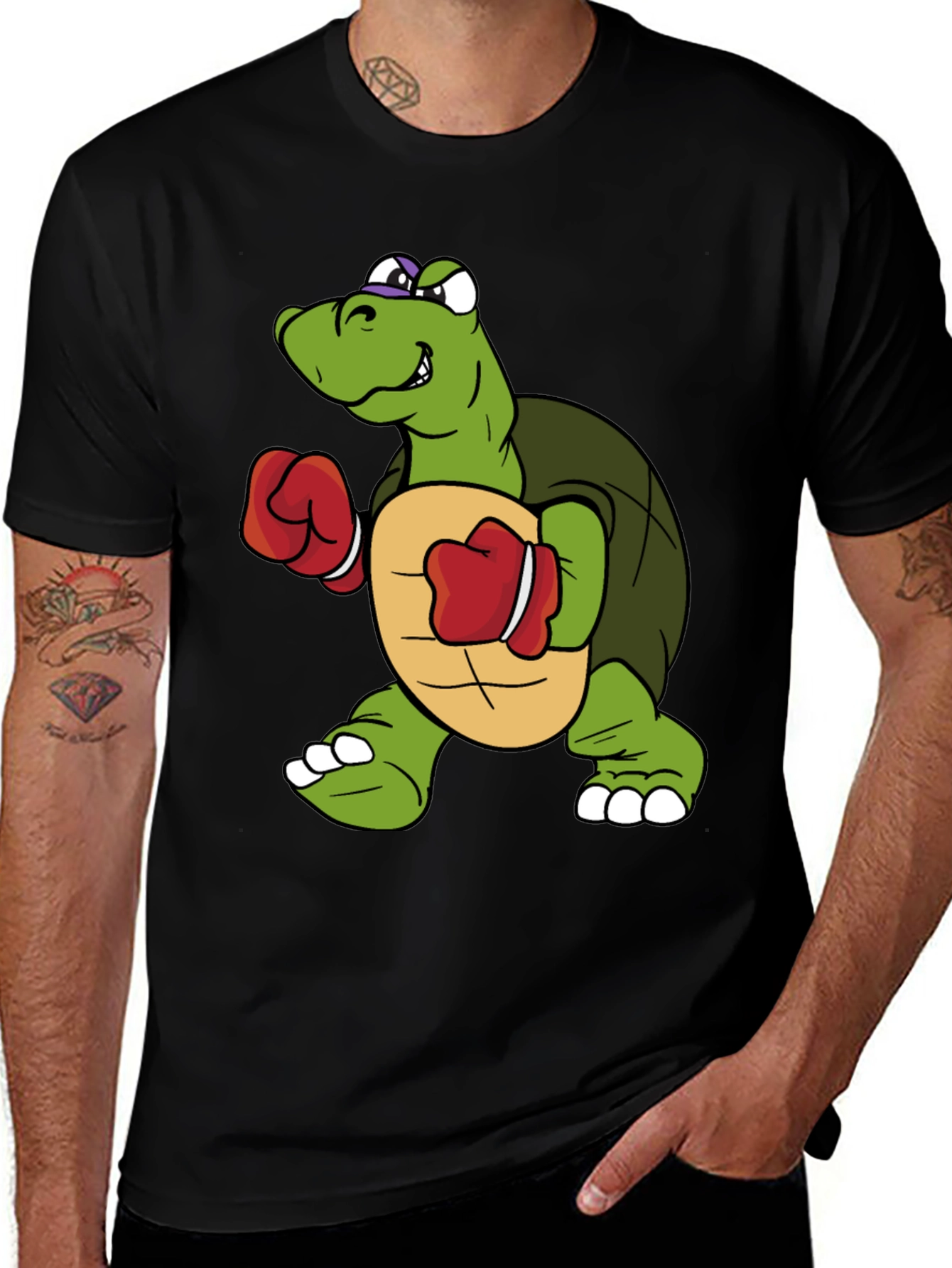 Turtle Boxer Cartoon Graphic T-Shirt