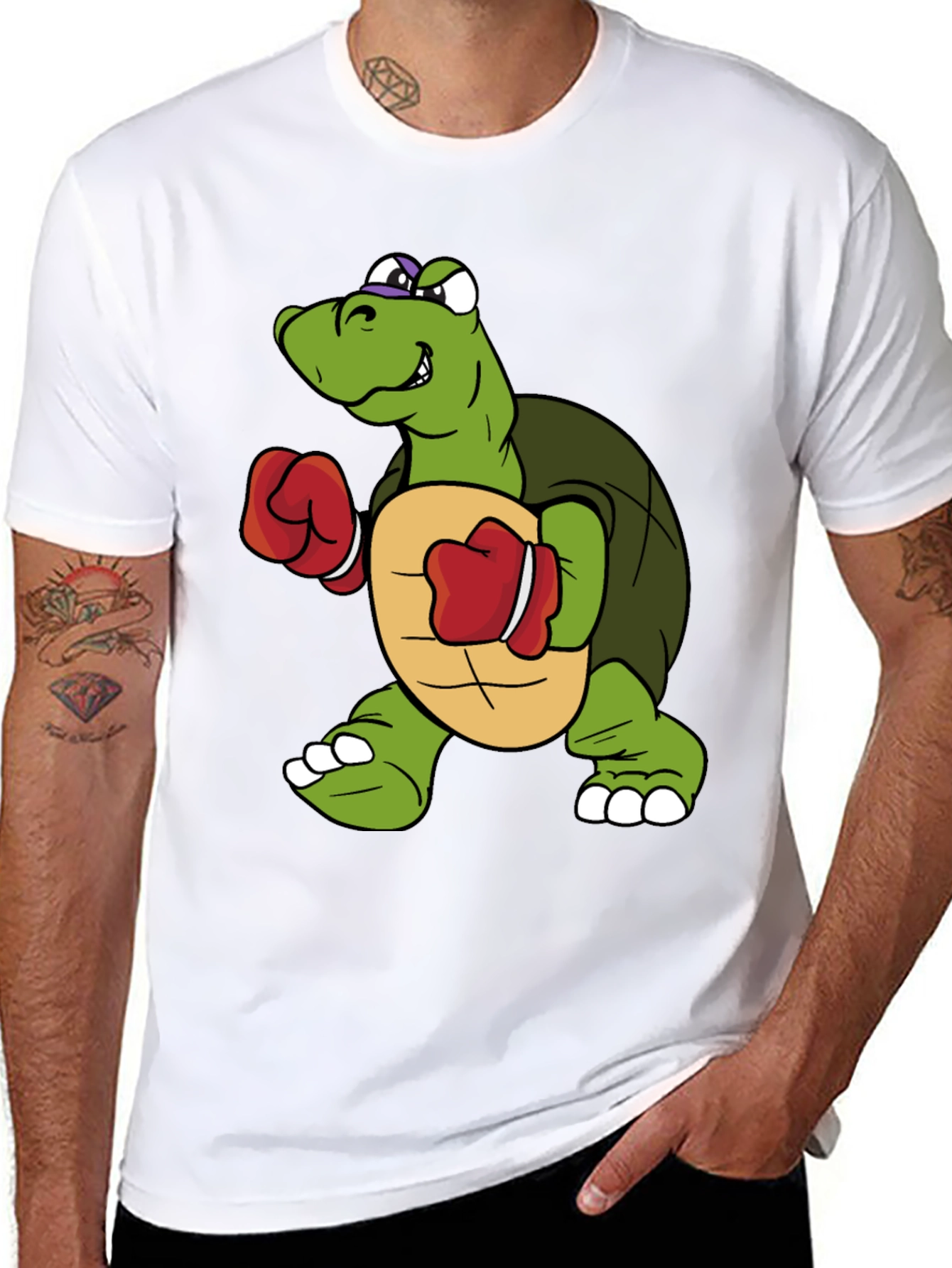 Turtle Boxer Cartoon Graphic T-Shirt