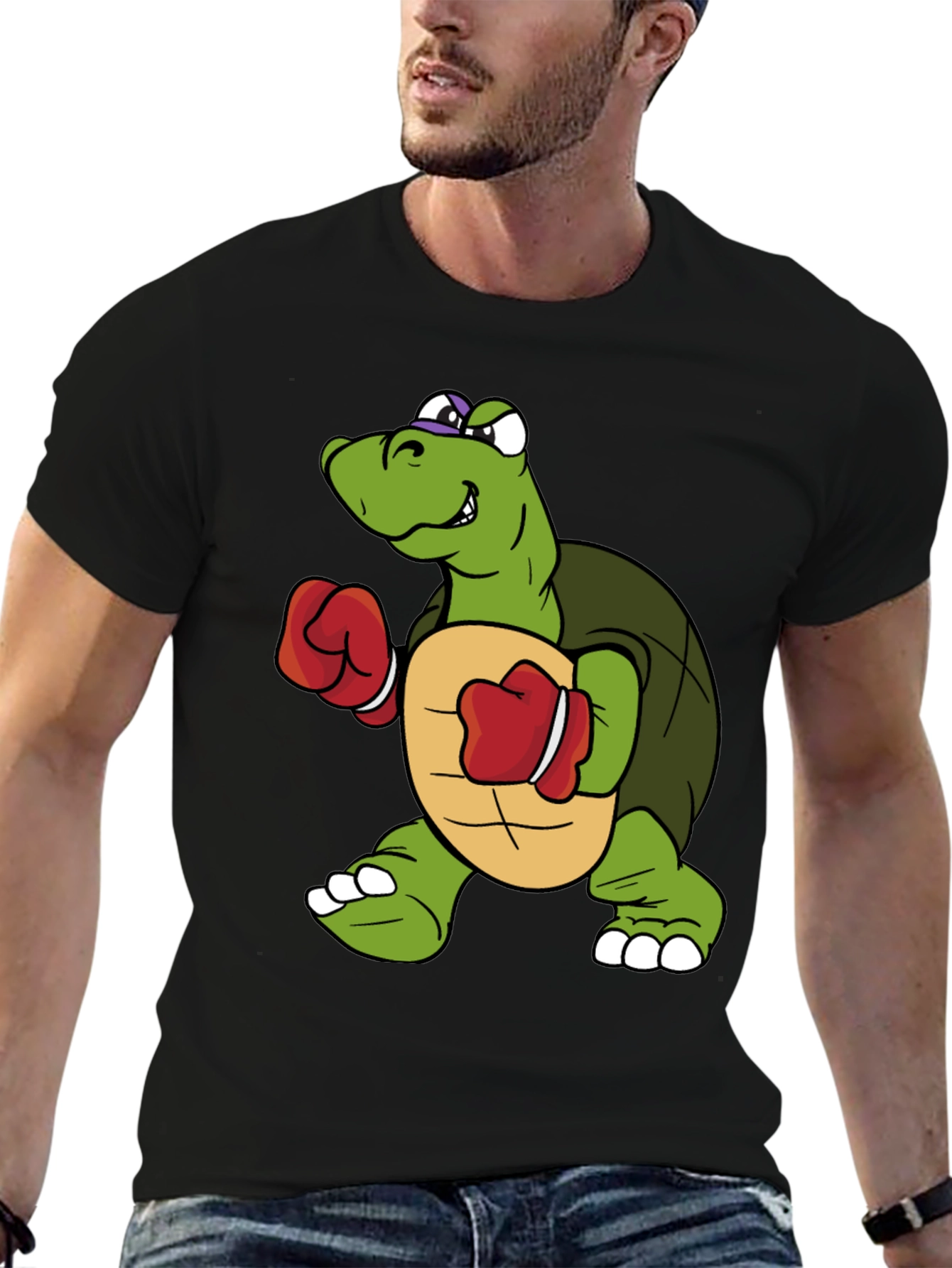 Turtle Boxer Cartoon Graphic T-Shirt