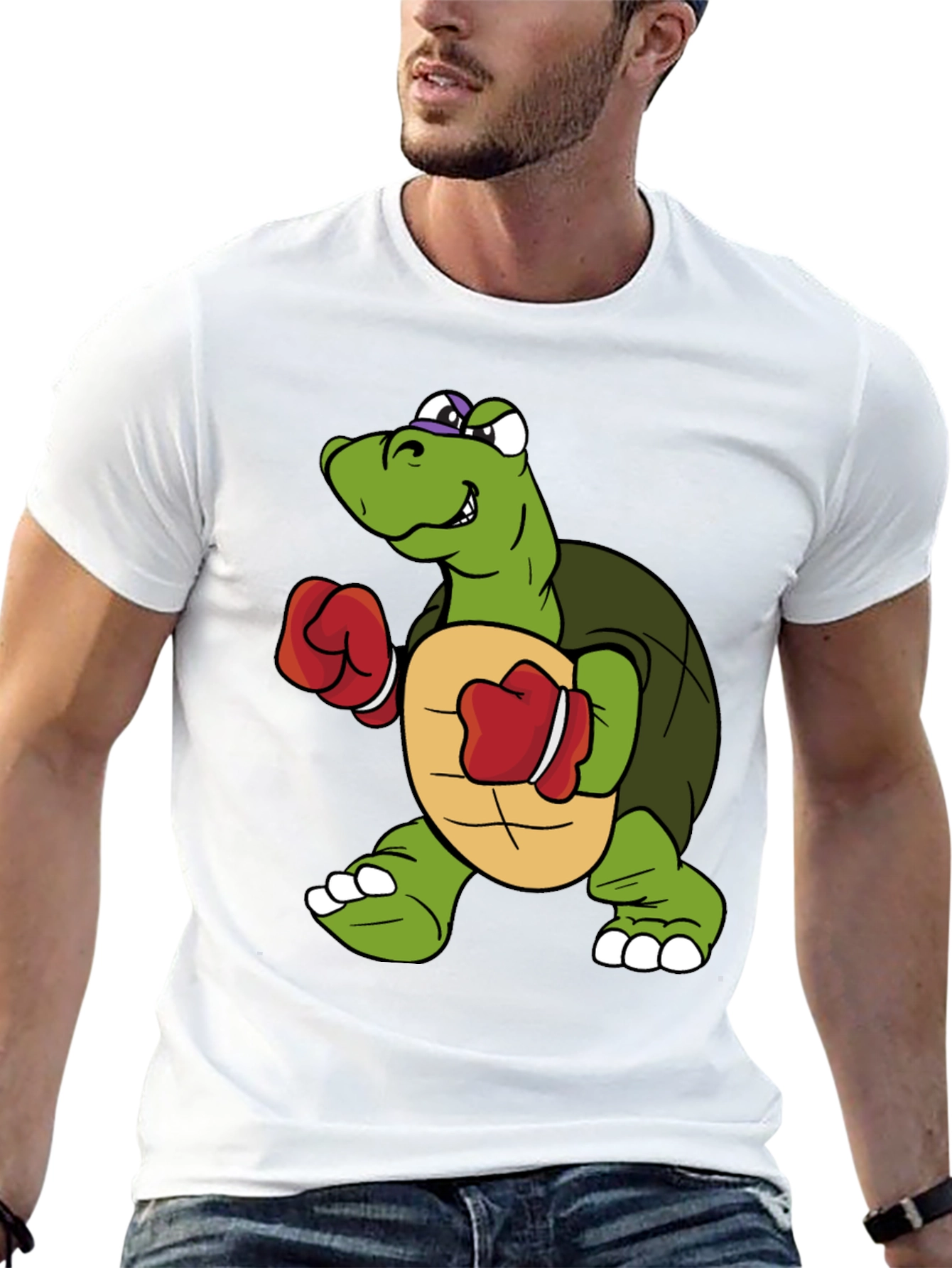 Turtle Boxer Cartoon Graphic T-Shirt