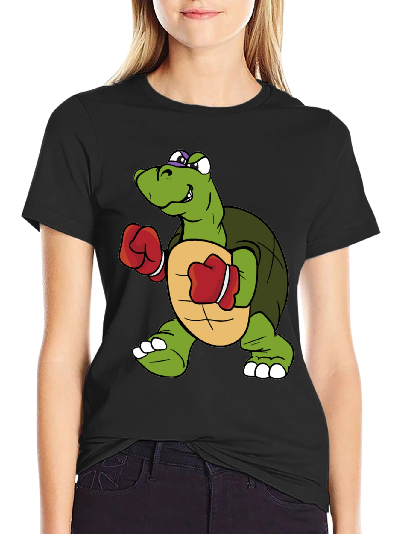 Turtle Boxer Cartoon Graphic T-Shirt