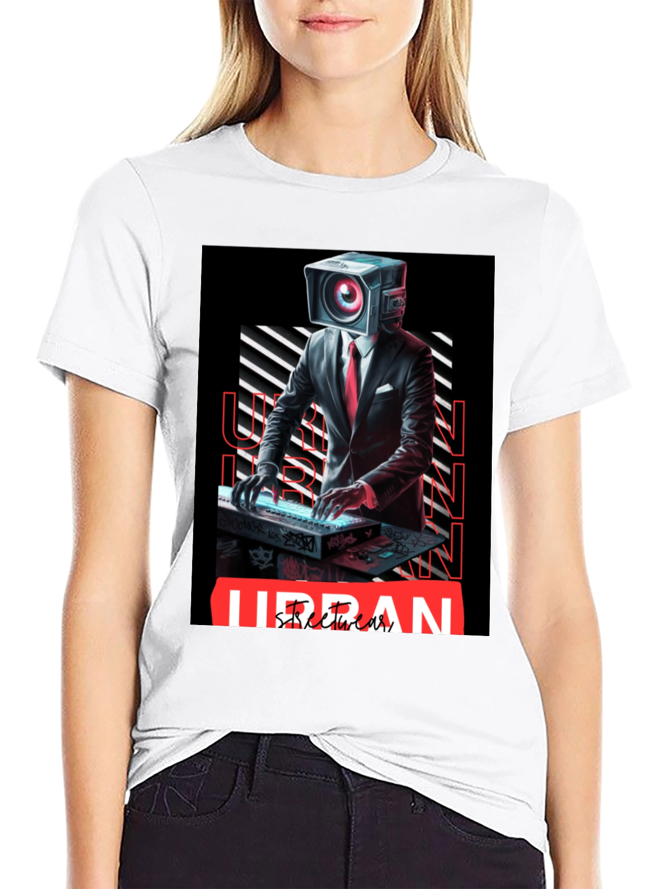 Urban Streetwear Camera Head DJ Graphic Tee