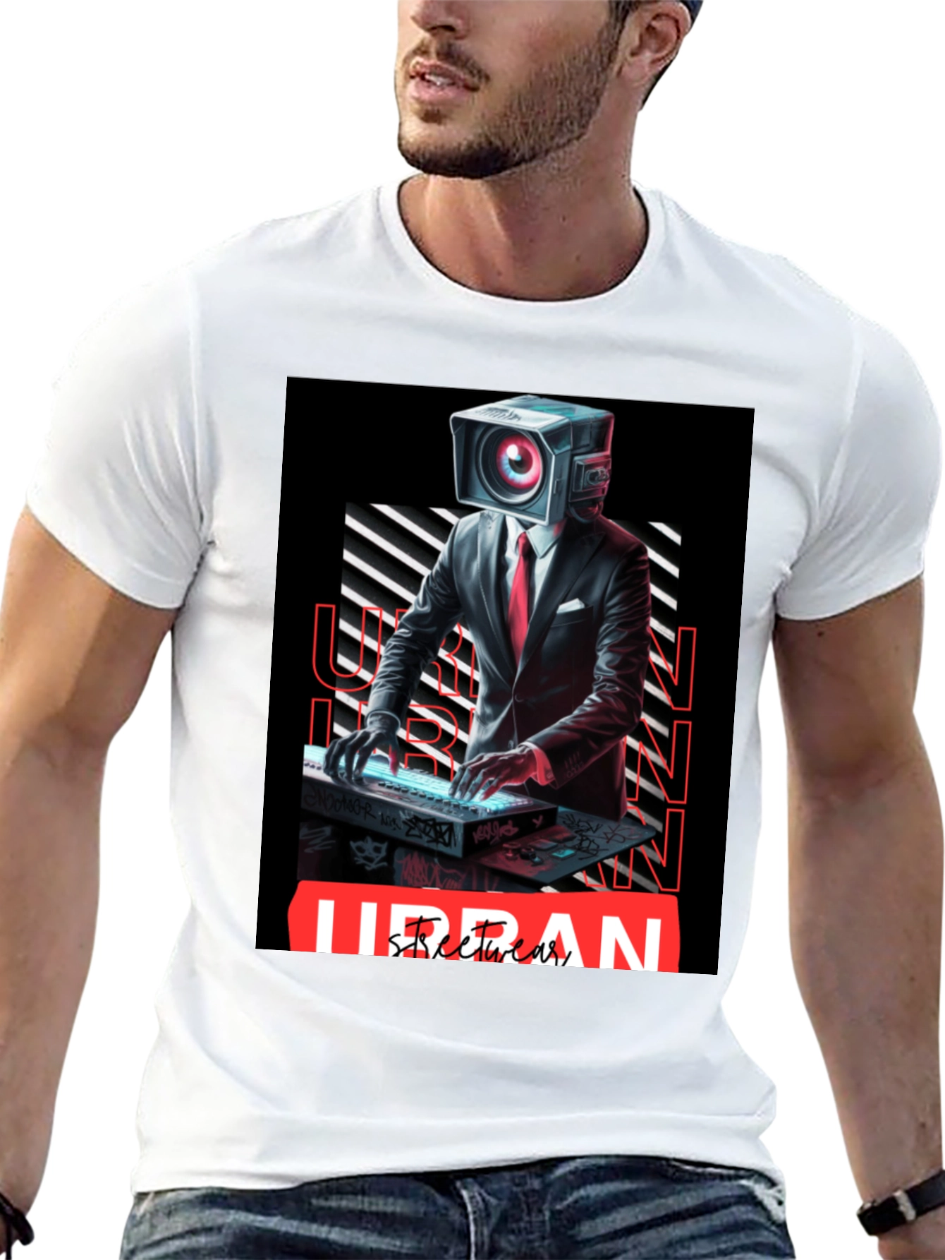 Urban Streetwear Camera Head DJ Graphic Tee