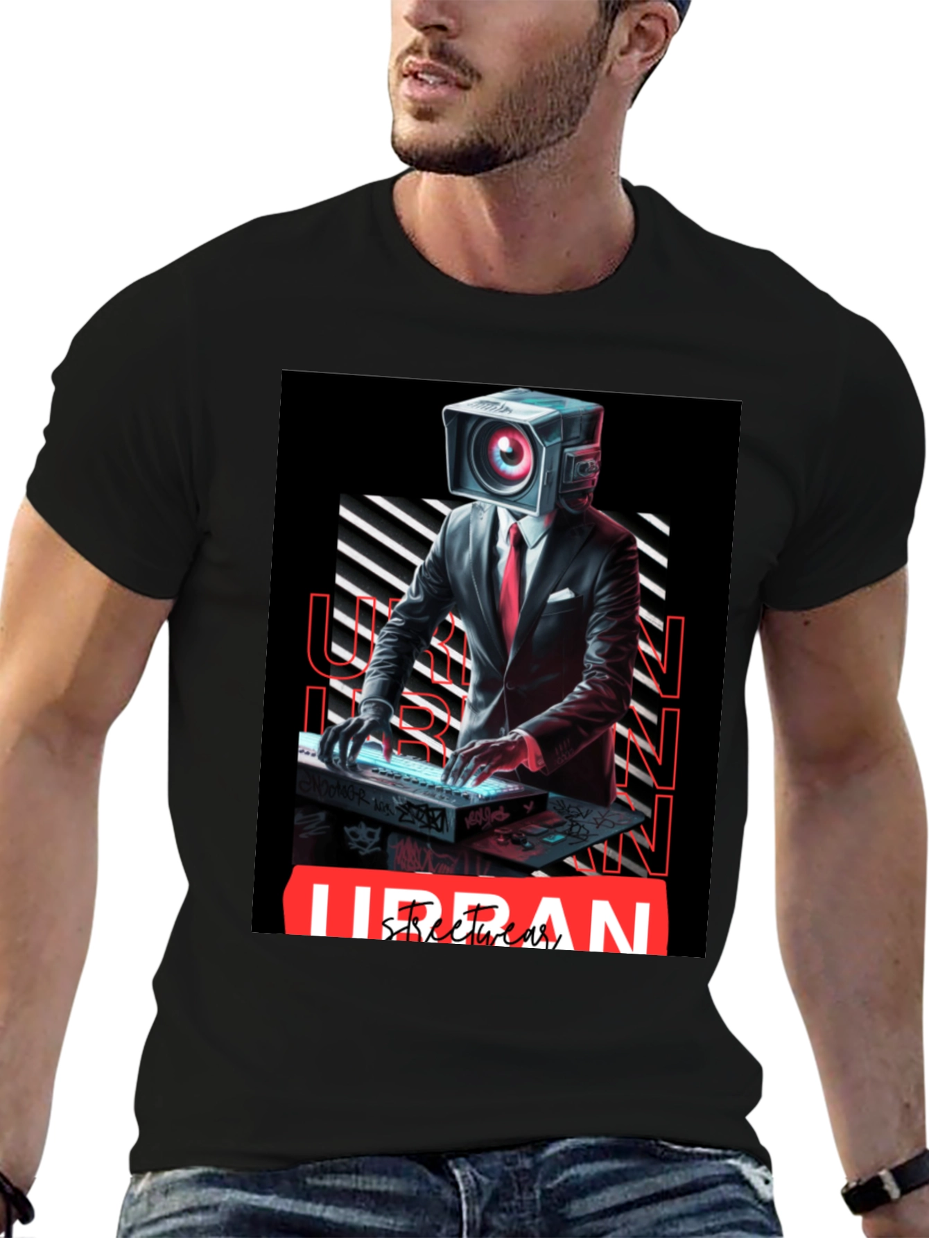 Urban Streetwear Camera Head DJ Graphic Tee