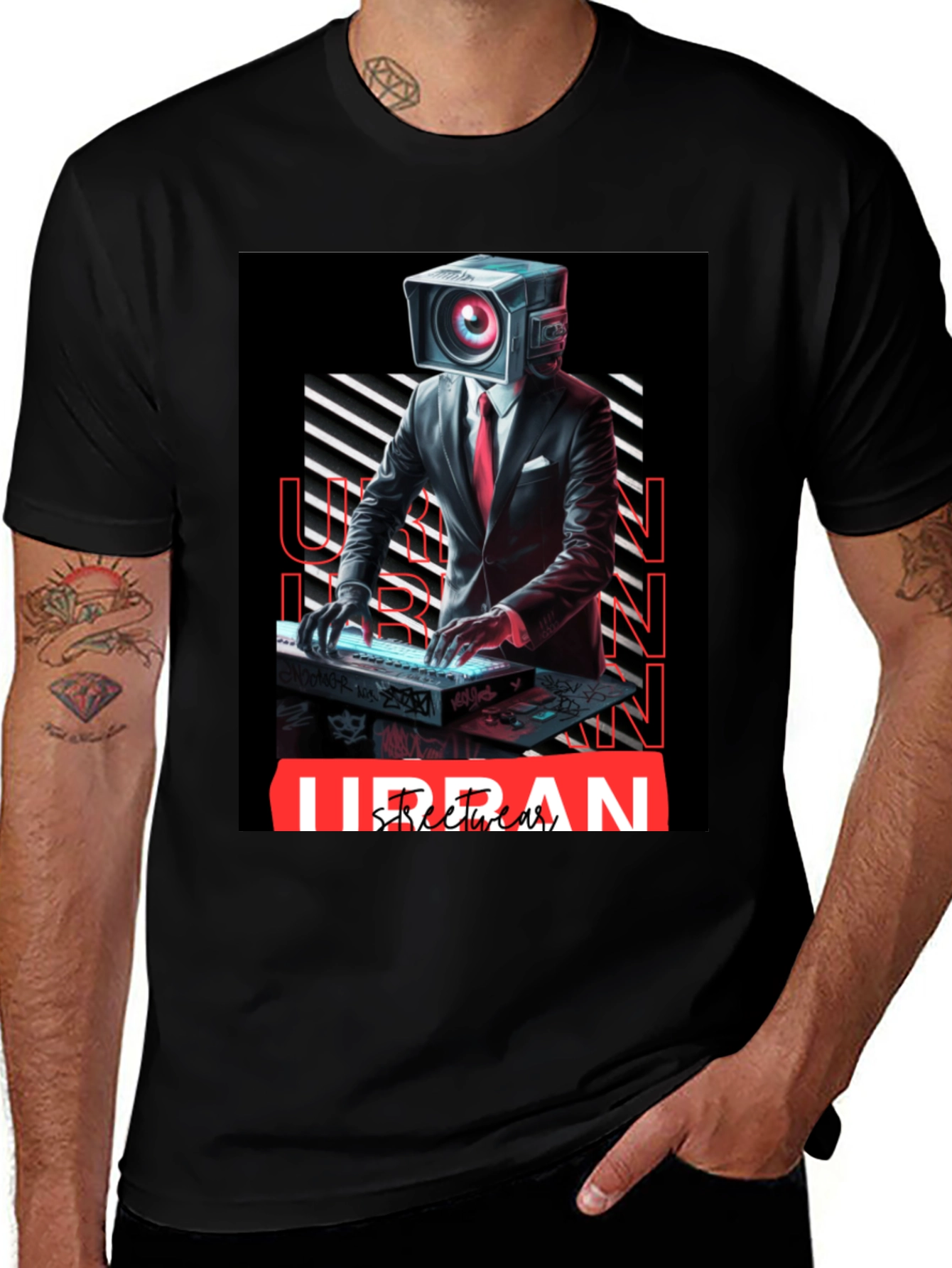 Urban Streetwear Camera Head DJ Graphic Tee