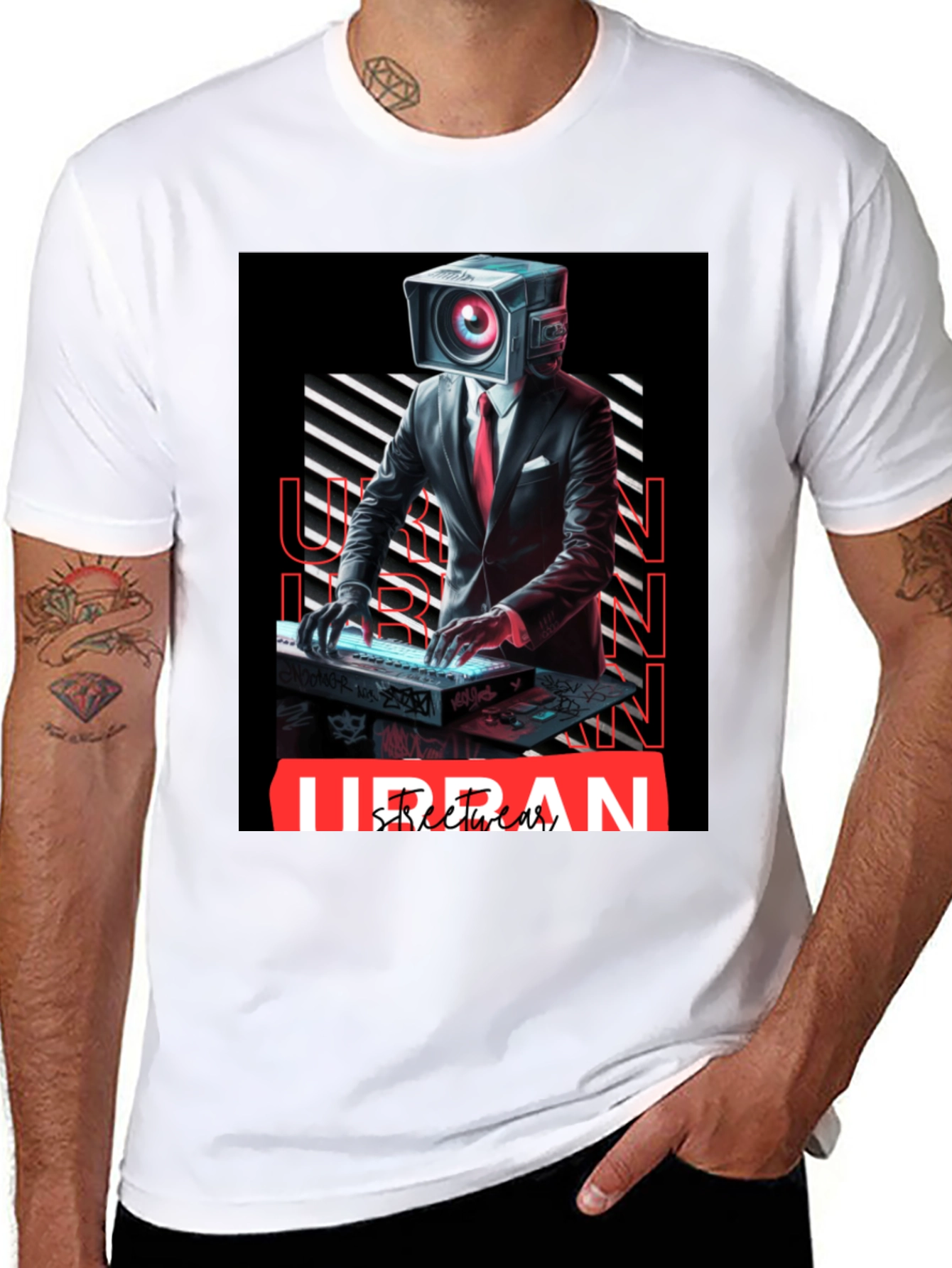Urban Streetwear Camera Head DJ Graphic Tee
