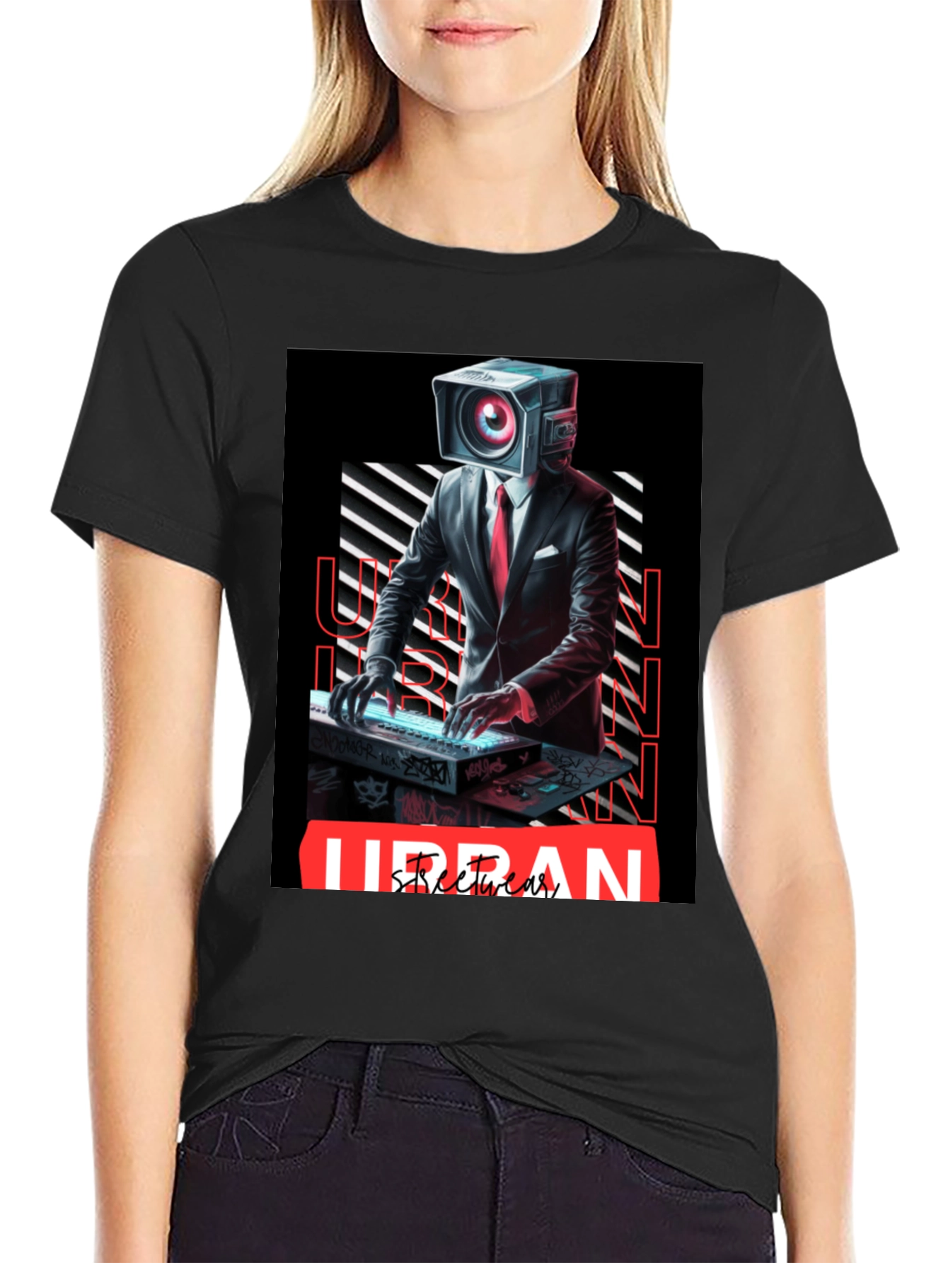 Urban Streetwear Camera Head DJ Graphic Tee