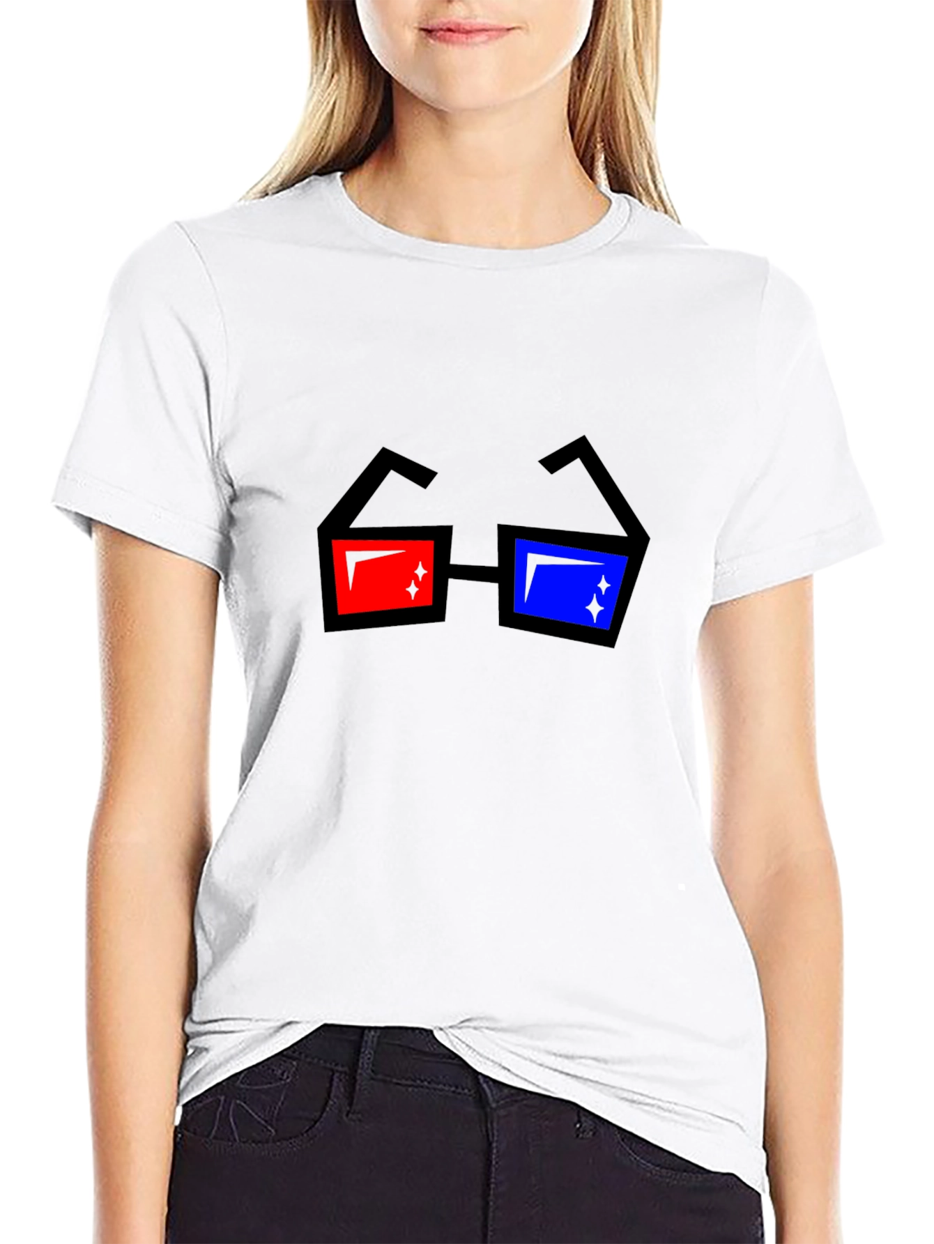 Retro 3D Glasses Graphic Black T-Shirt