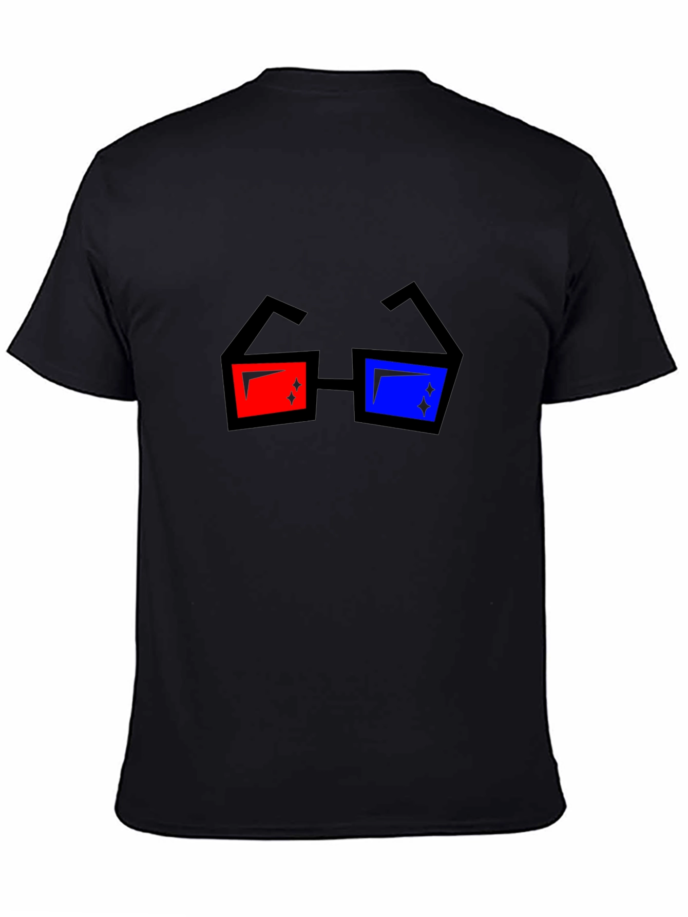 Retro 3D Glasses Graphic Black T-Shirt