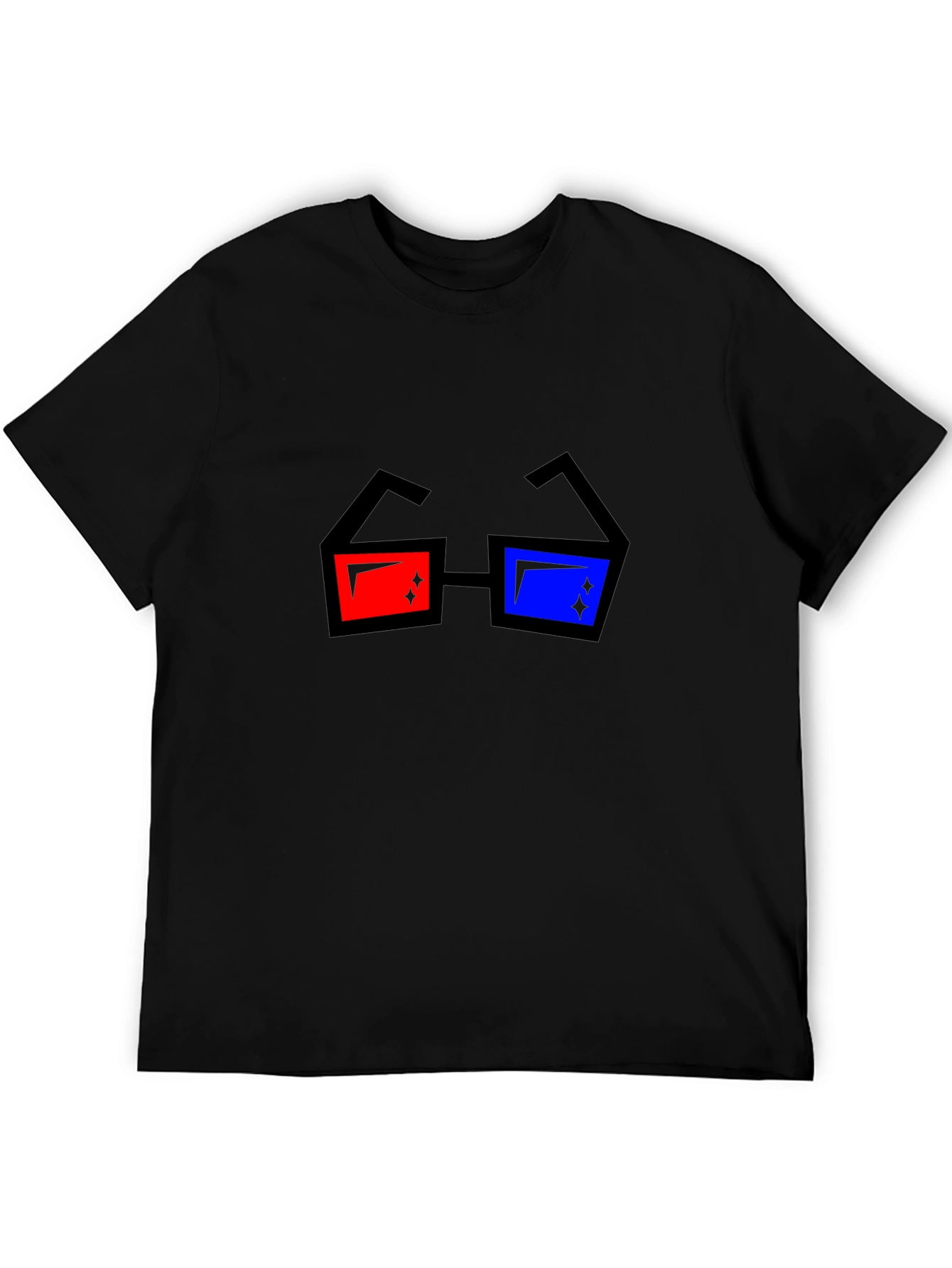 Retro 3D Glasses Graphic Black T-Shirt