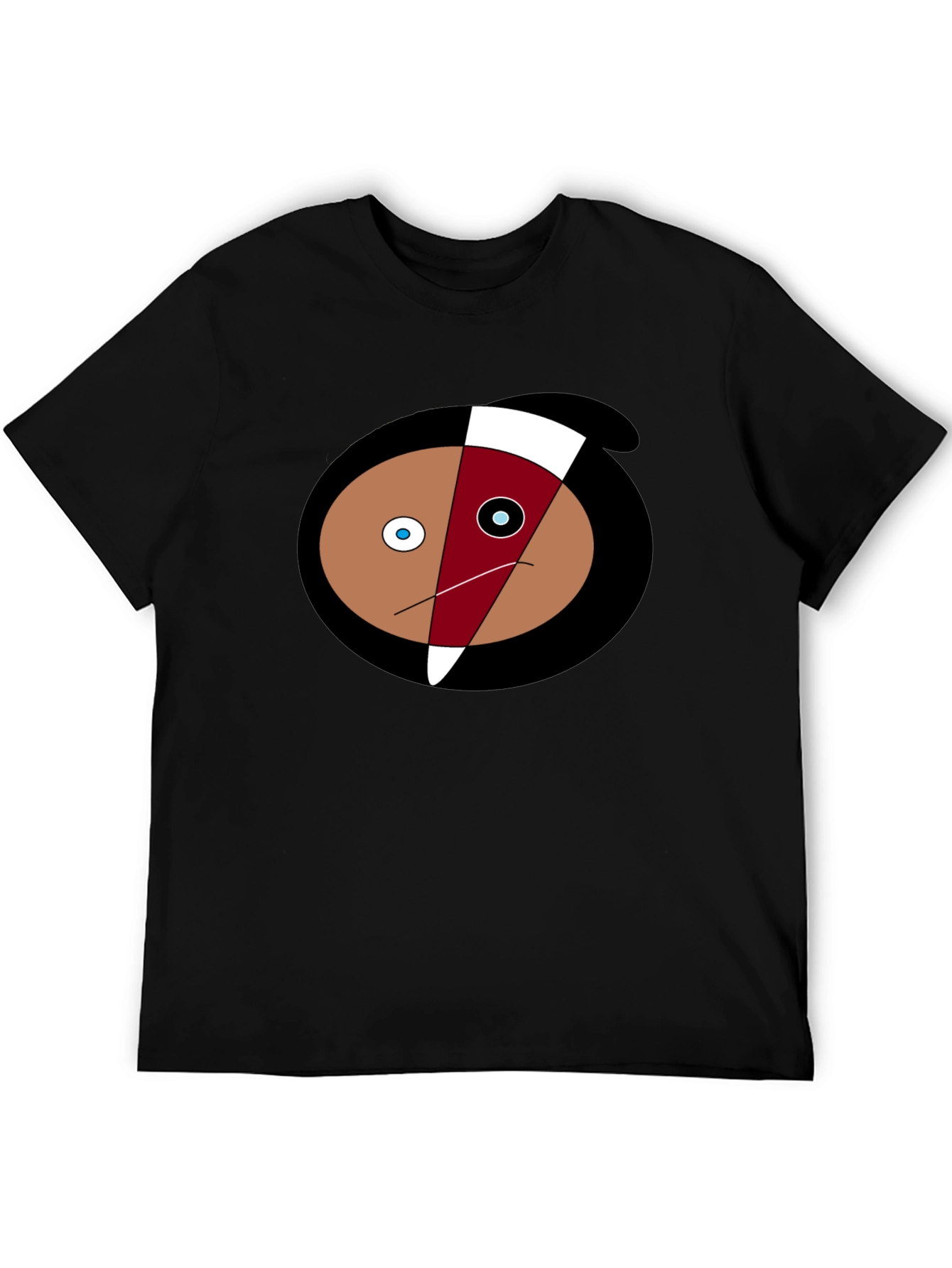 Abstract Face Graphic Tee - Black Cotton