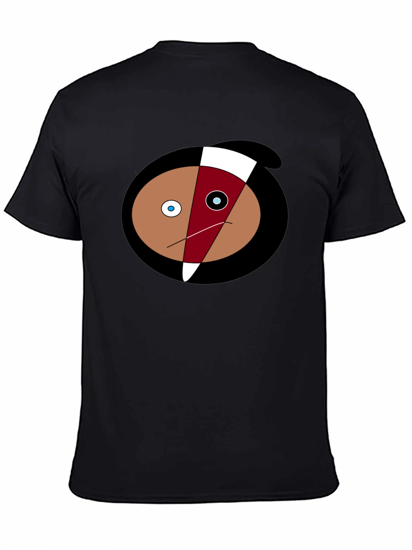 Abstract Face Graphic Tee - Black Cotton