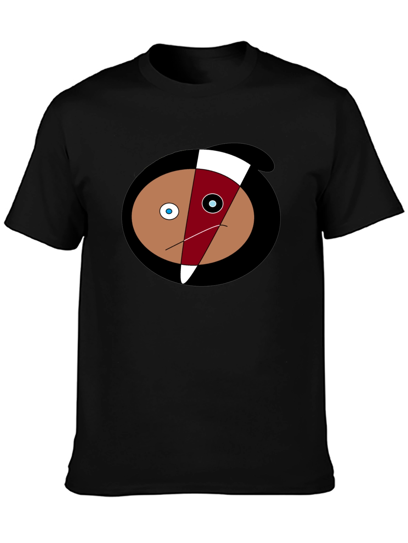 Abstract Face Graphic Tee - Black Cotton