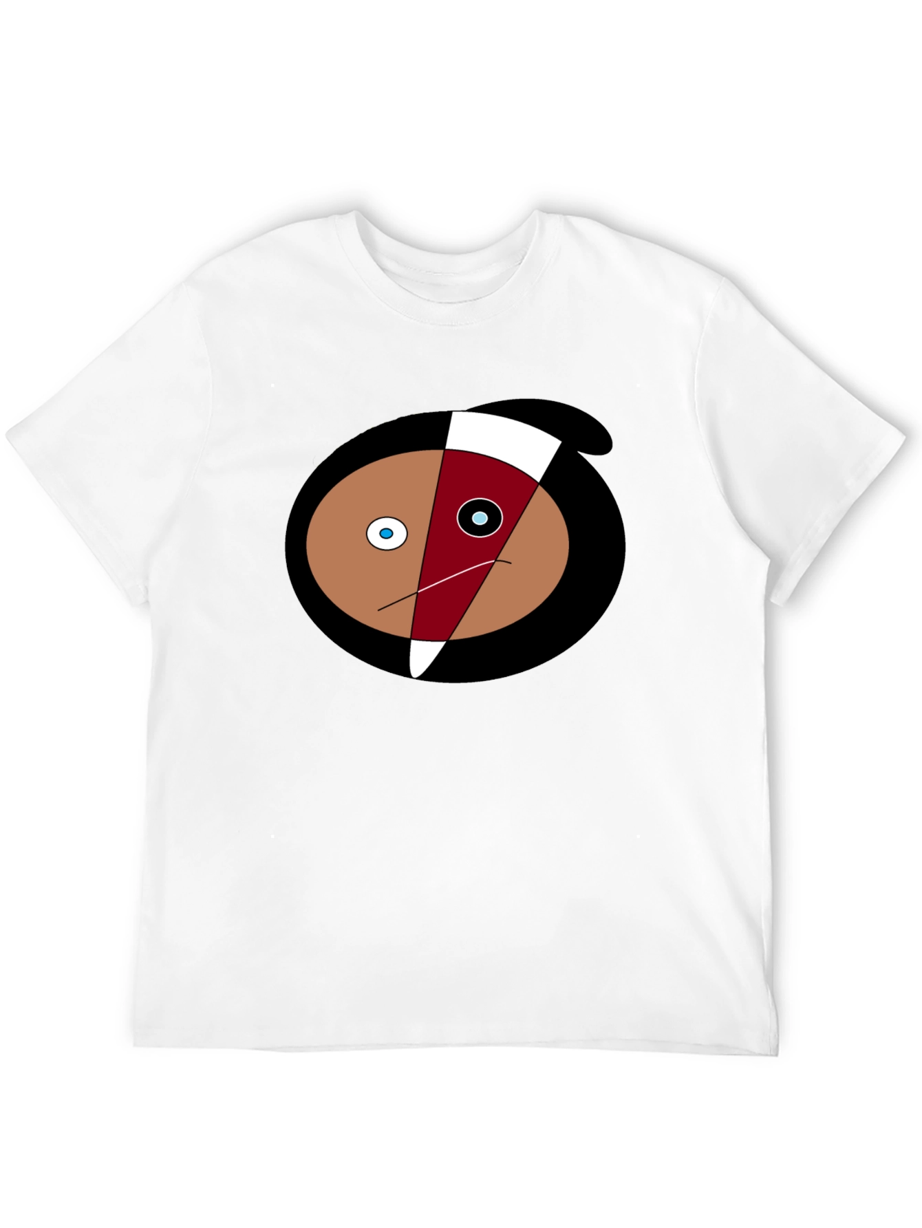 Abstract Face Graphic Tee - Black Cotton