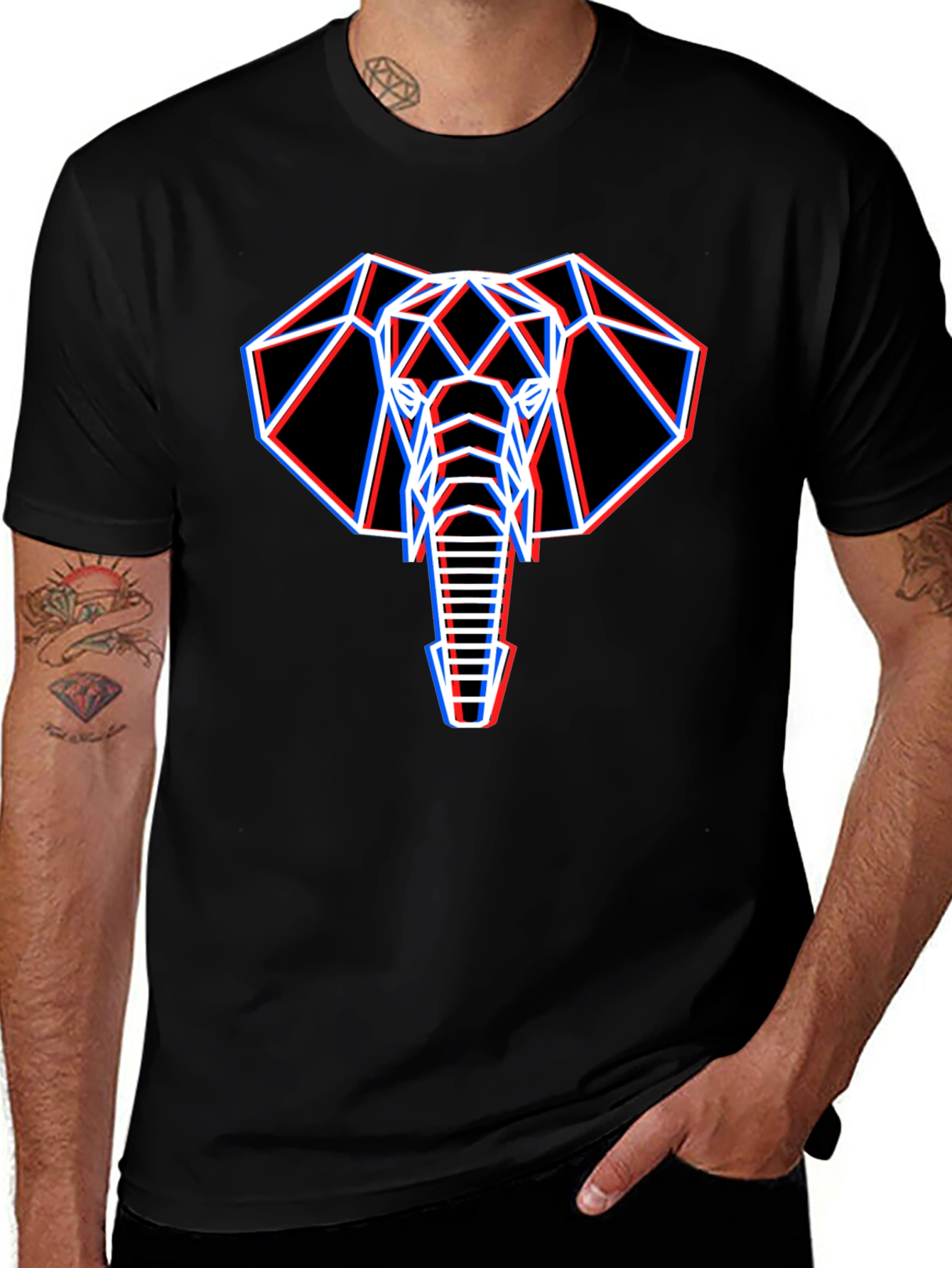Geometric Elephant Graphic T-Shirt