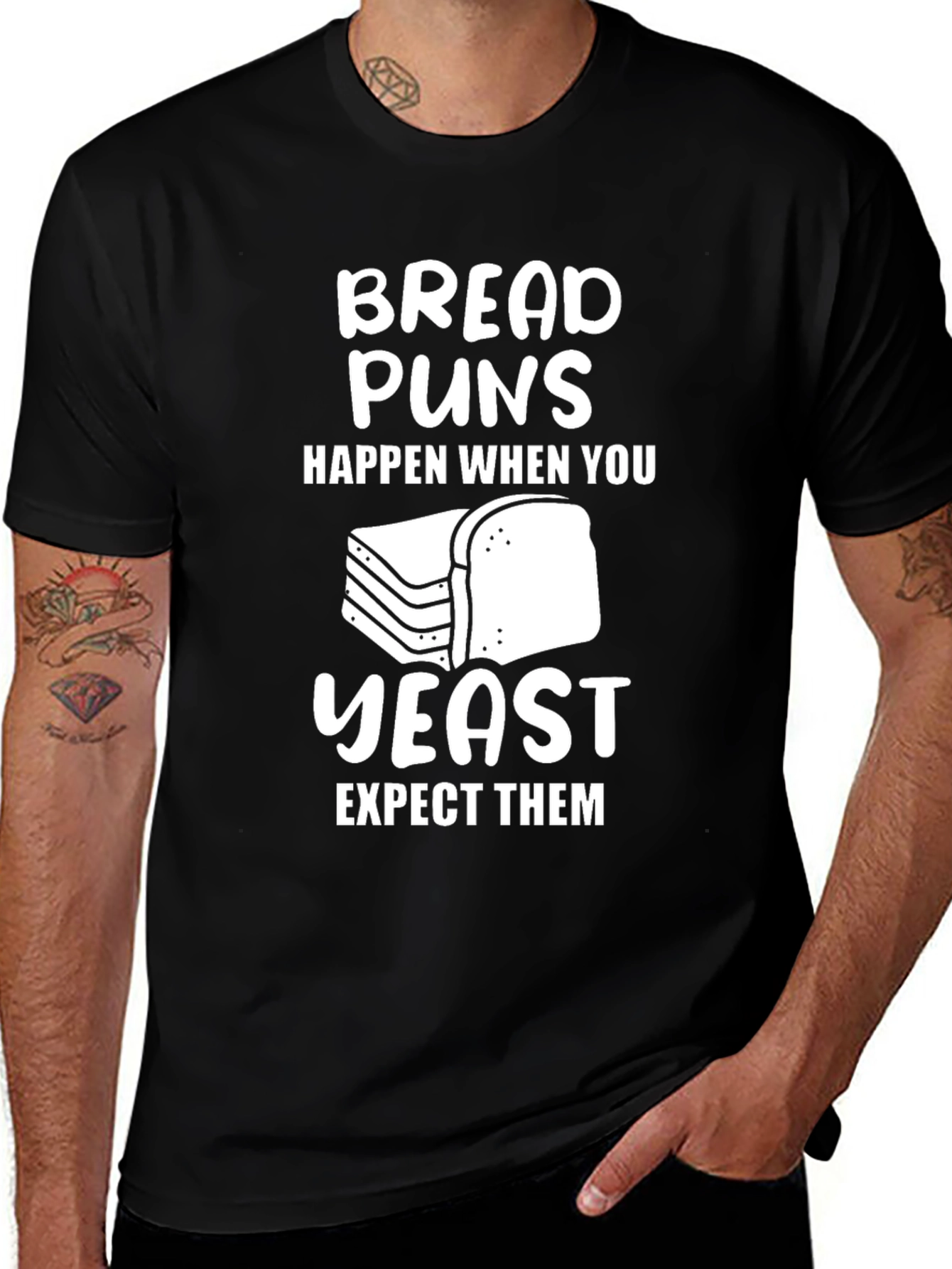 Funny Bread Puns T-Shirt - Black