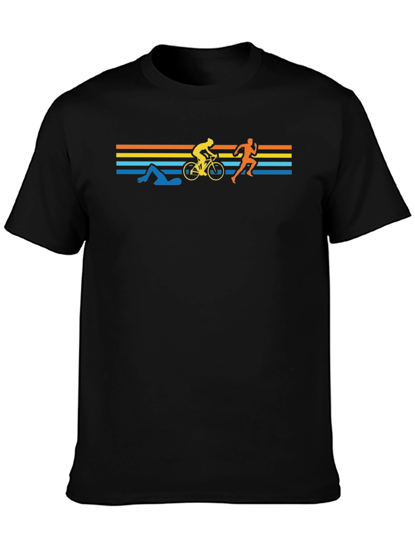 Triathlon Silhouette Graphic Tee - Black Cotton Shirt