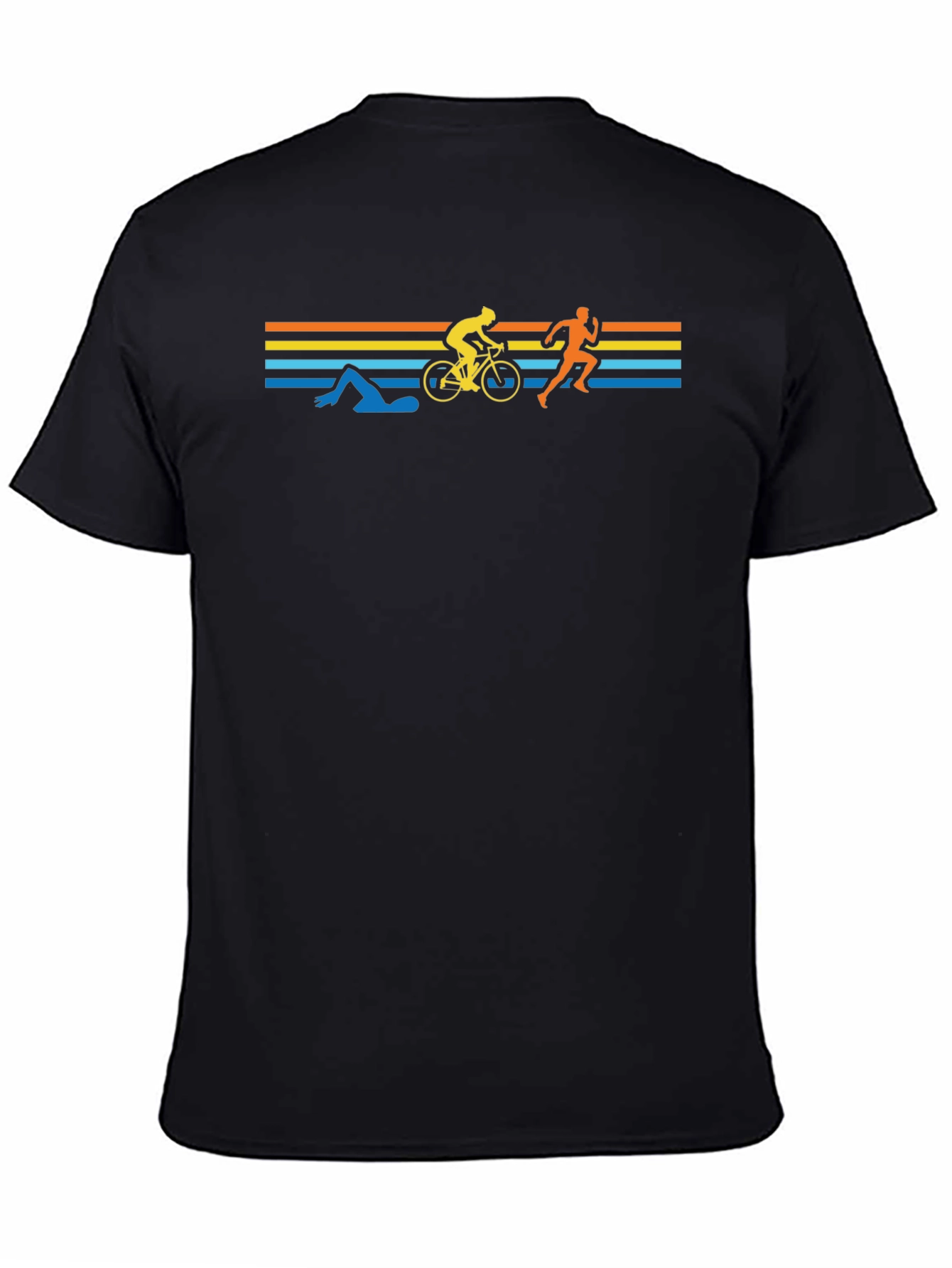 Triathlon Silhouette Graphic Tee - Black Cotton Shirt