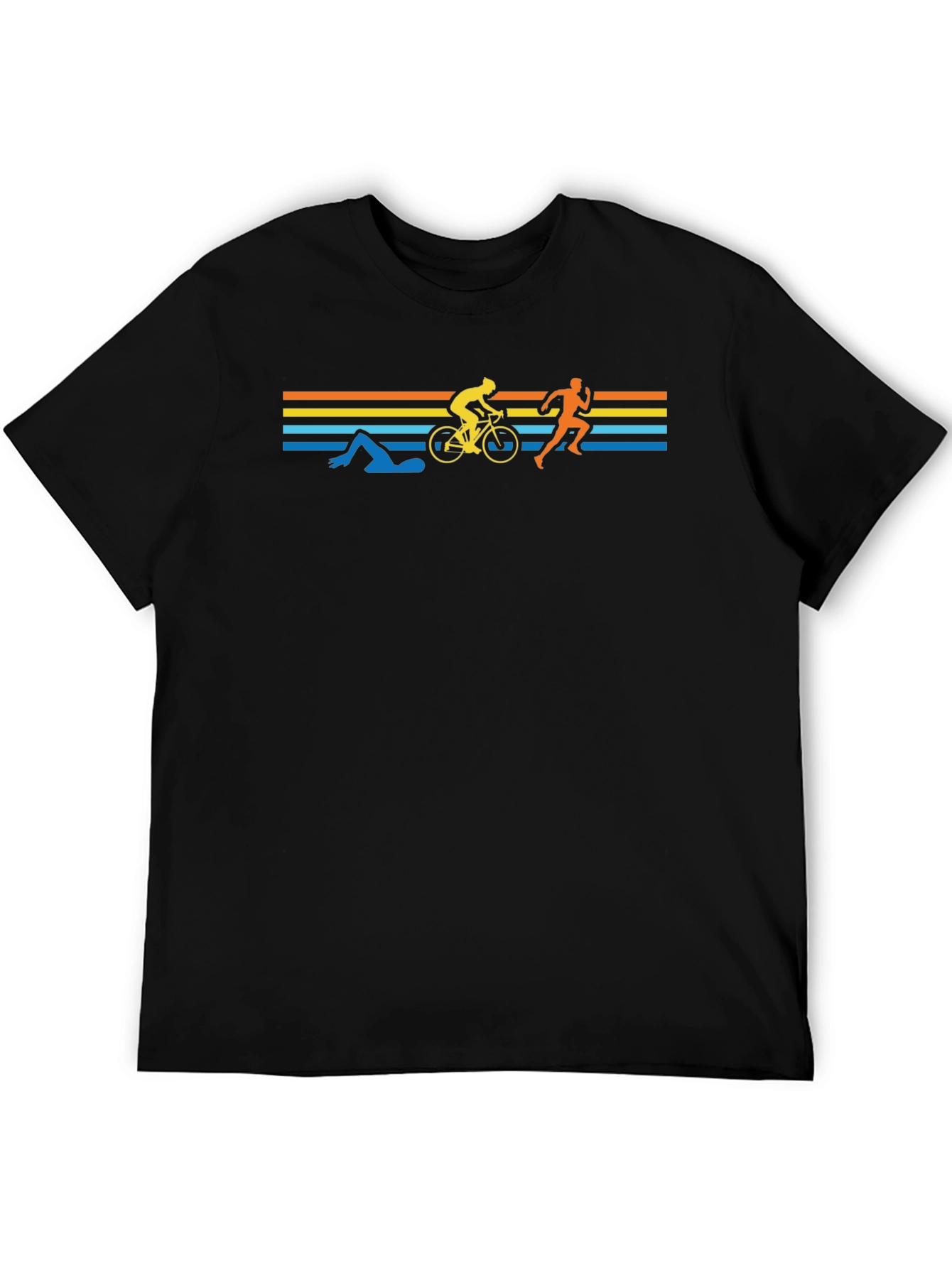 Triathlon Silhouette Graphic Tee - Black Cotton Shirt