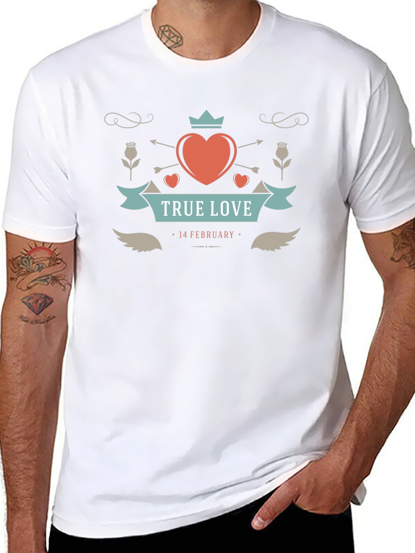 True Love Valentines Day Black Graphic Tee