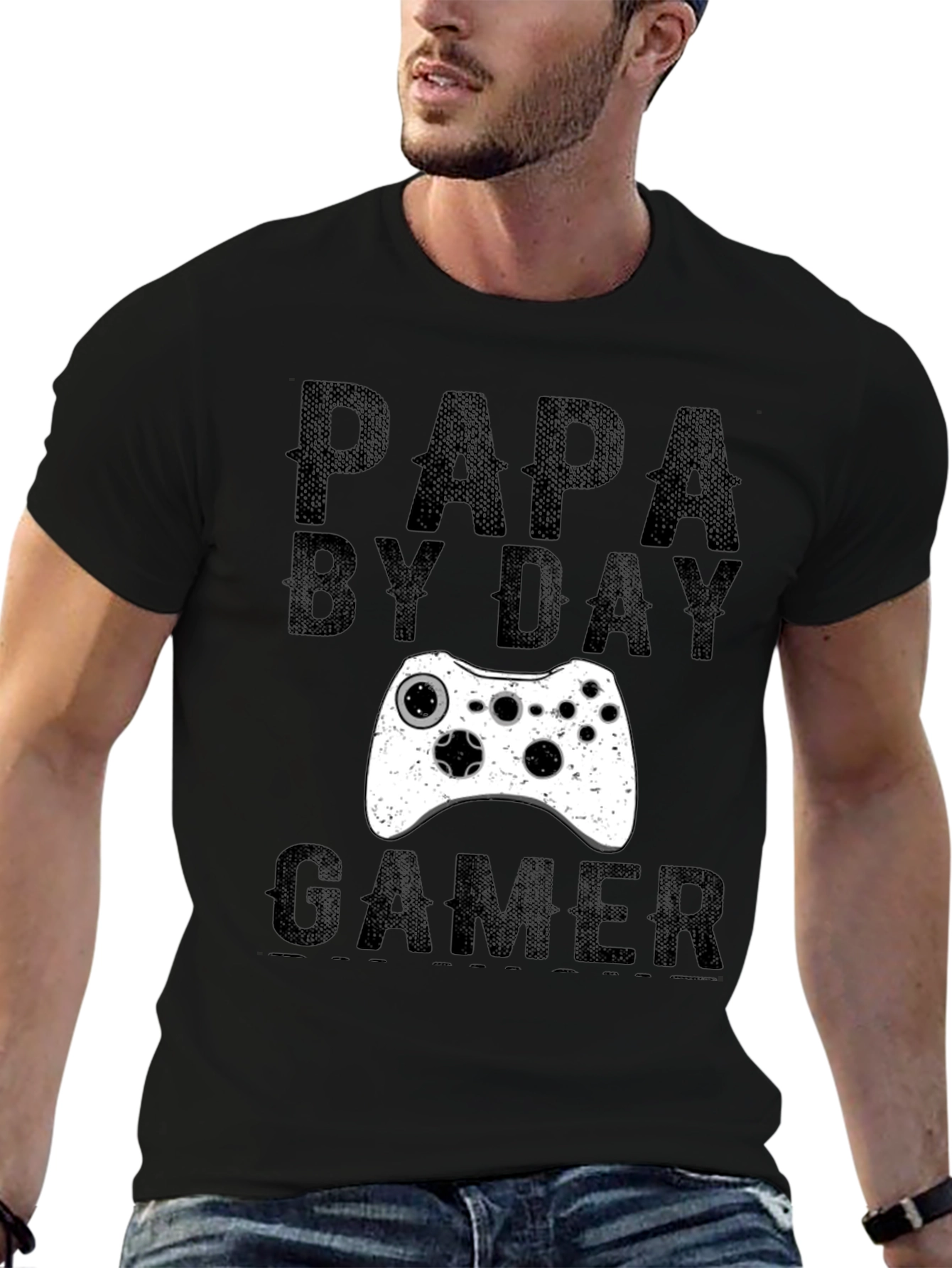 Papa By Day Gamer T-Shirt - Black Graphic Tee