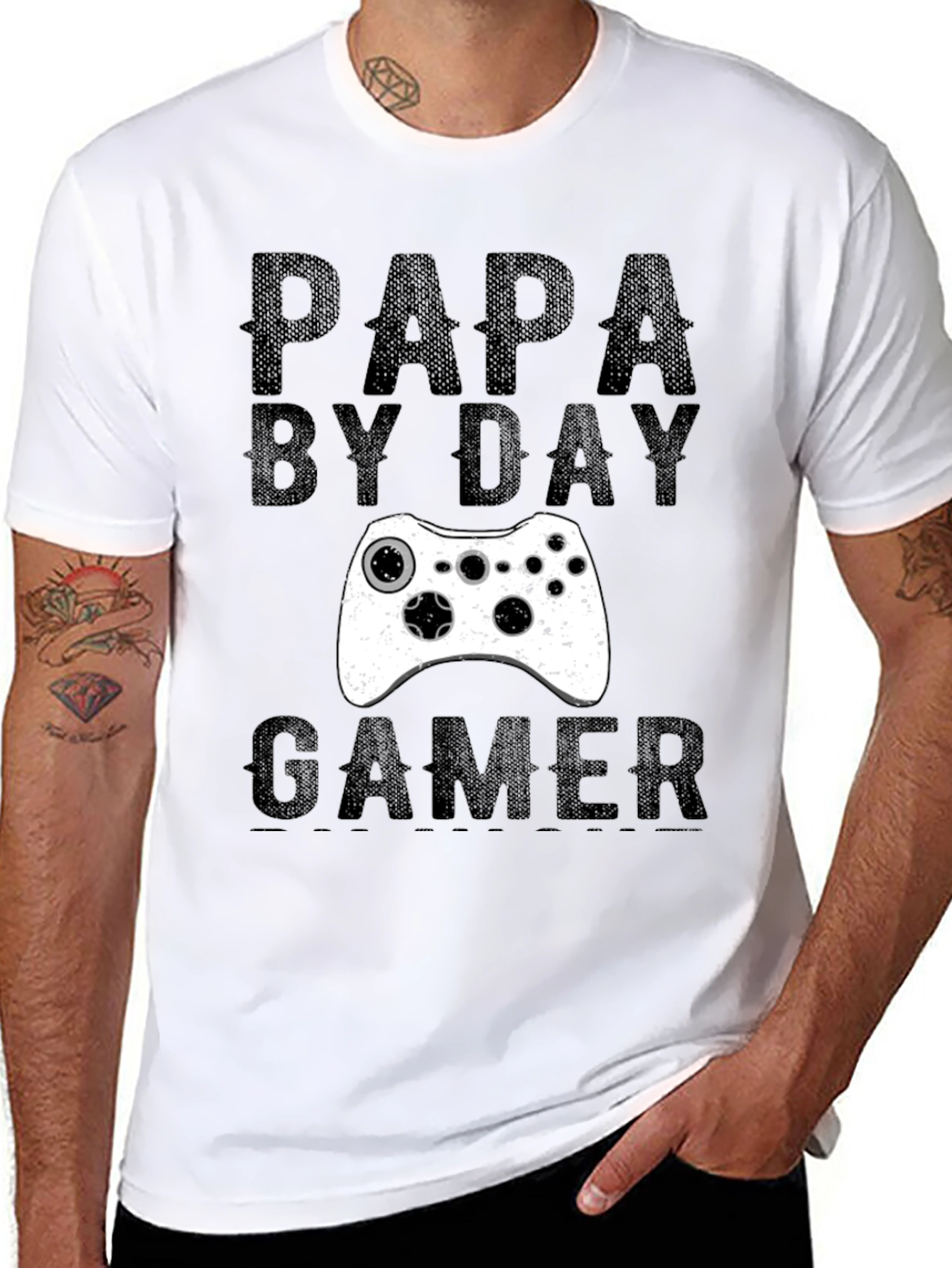 Papa By Day Gamer T-Shirt - Black Graphic Tee