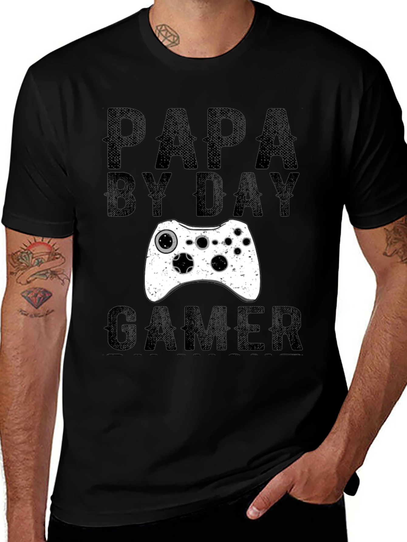 Papa By Day Gamer T-Shirt - Black Graphic Tee
