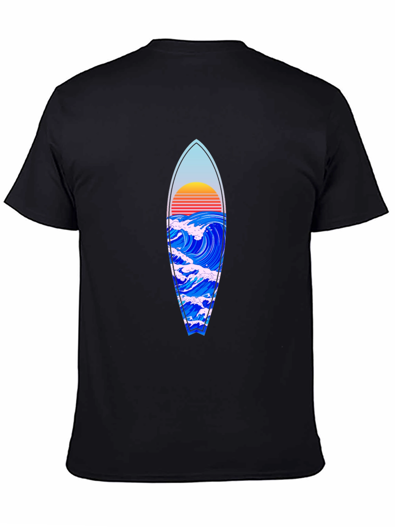Surfboard Wave Graphic Tee - Black