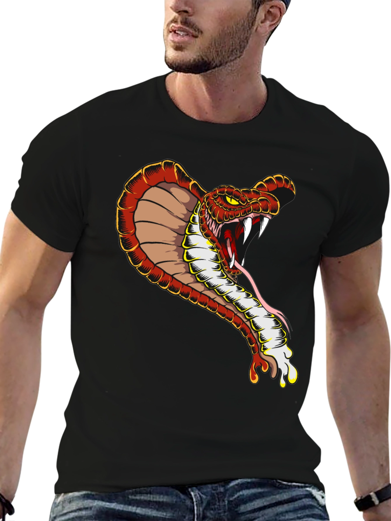 Cobra Graphic Tee - Mens Black Cotton T-Shirt