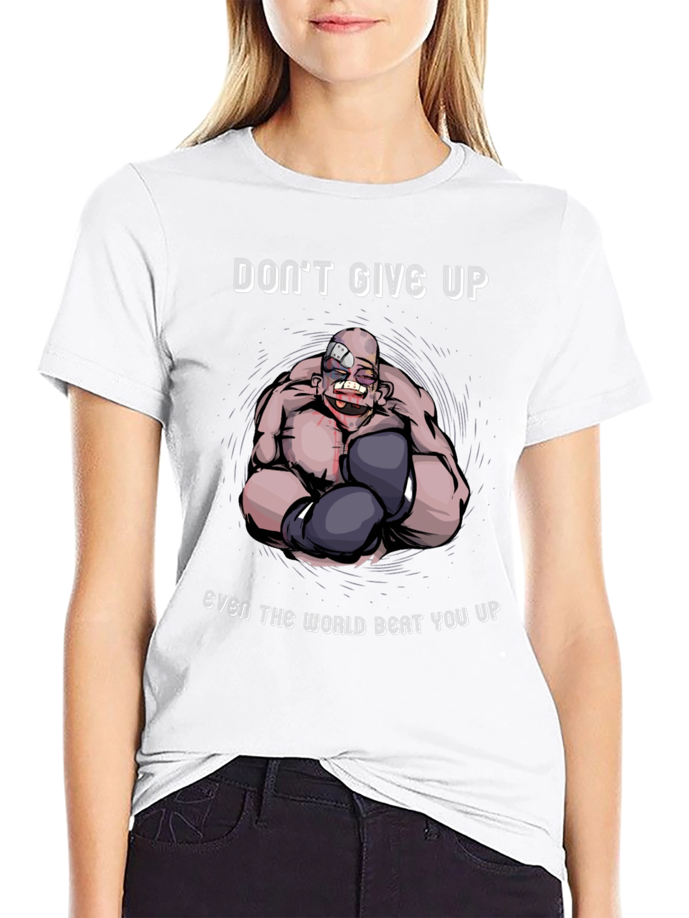 Dont Give Up Boxer Graphic Tee - Motivational T-Shirt